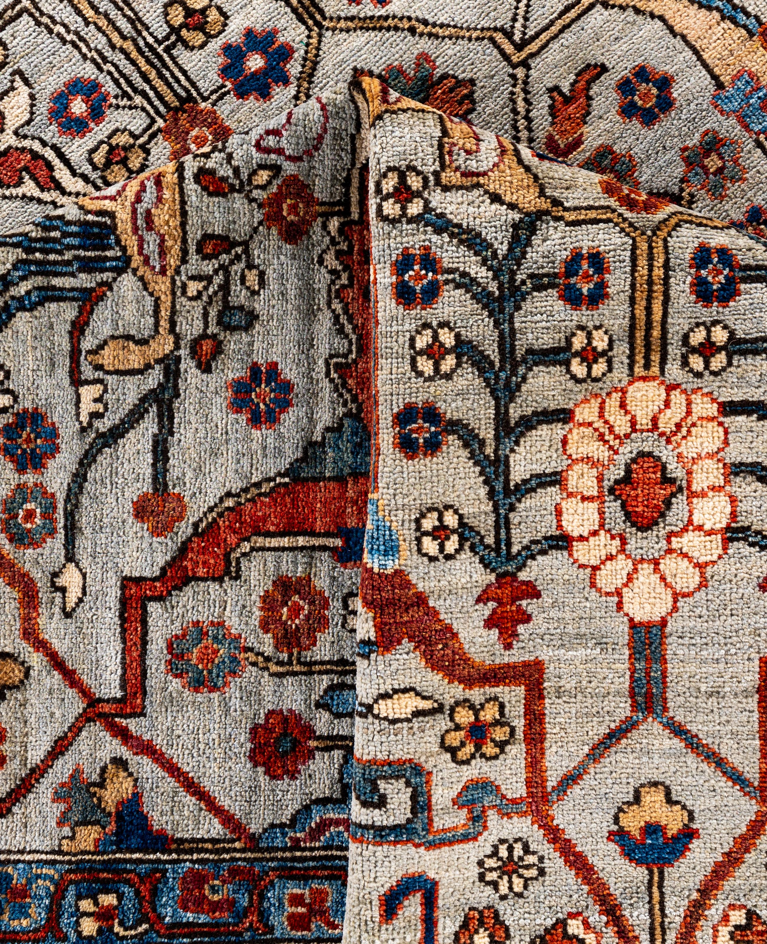 Laine Serapi Tapis de sol unique en son genre en laine grise 9' 0