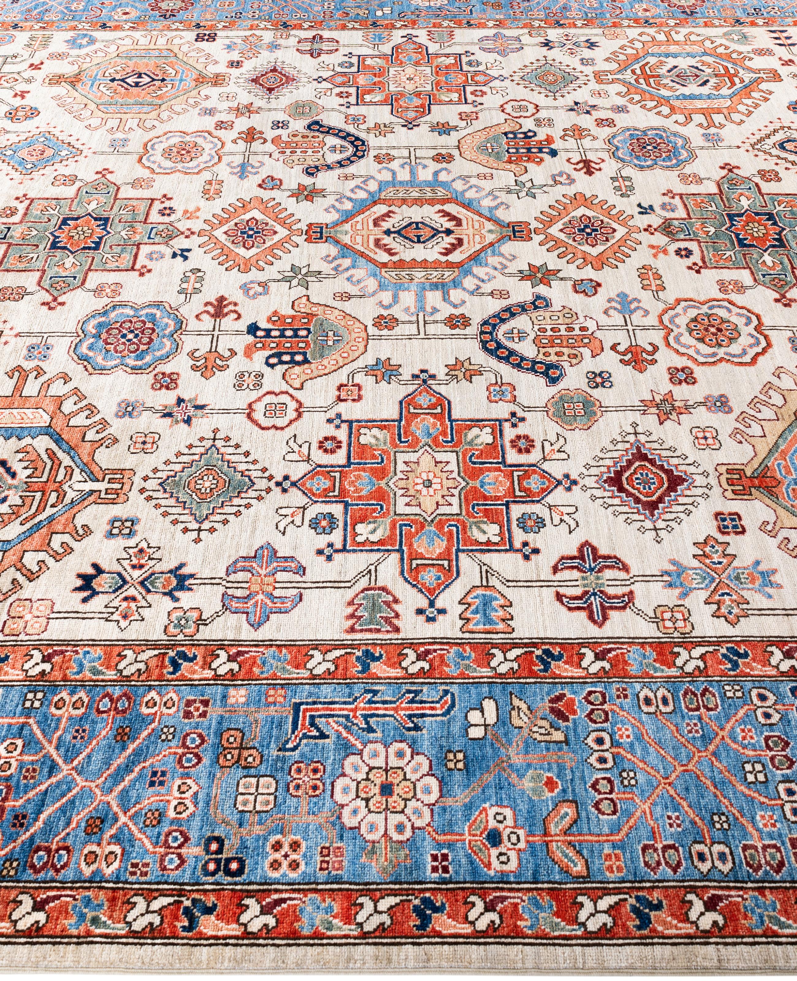 Hand-Knotted Serapi One-of-a-Kind Wool Gray Area Rug 9' 1