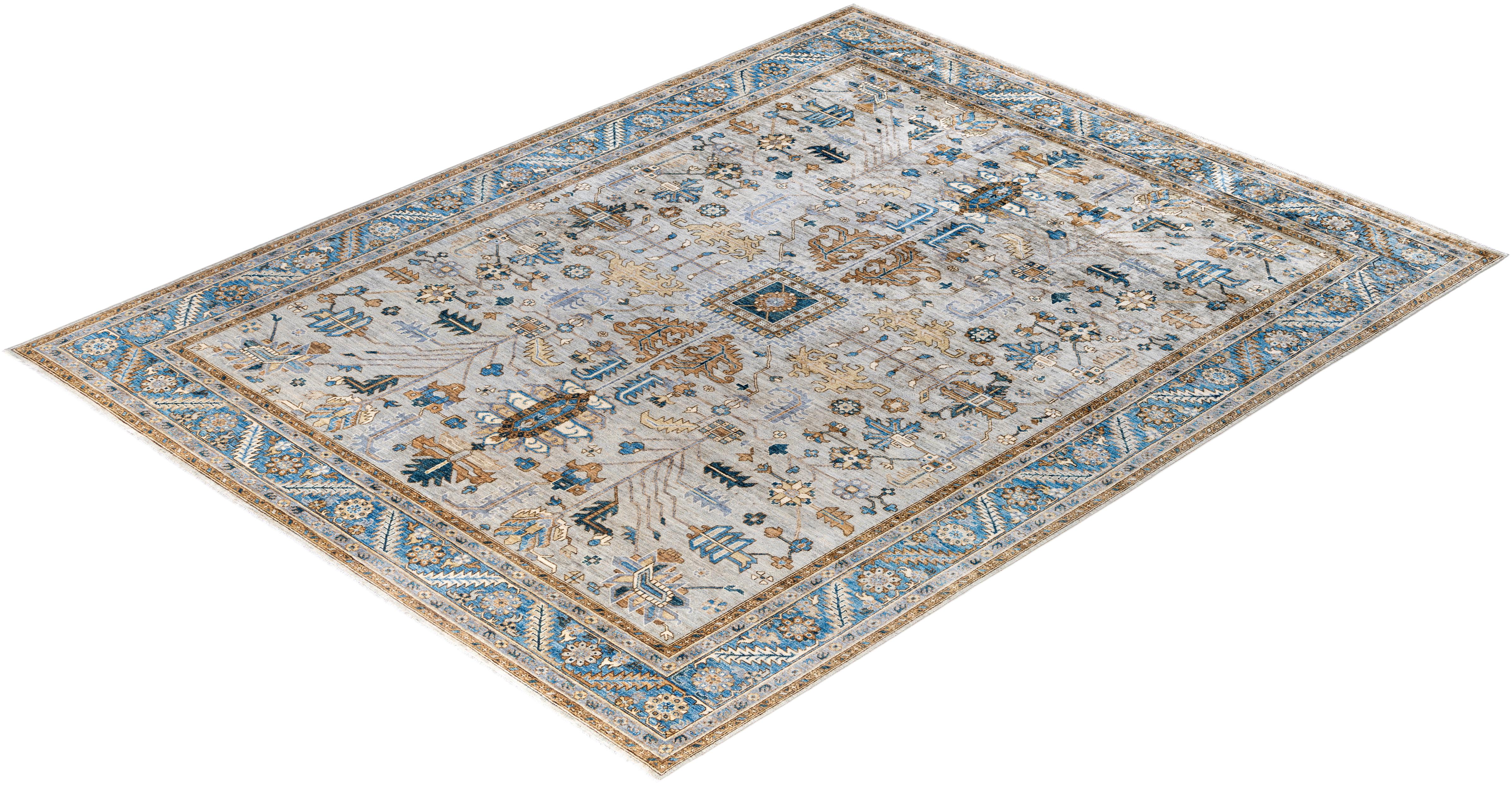 Tappeto Serapi One-of-a-Kind Wool Gray Area Rug 9' 1