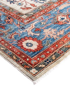 Alfombra de lana gris única Serapi 9' 1" x 12' 1"