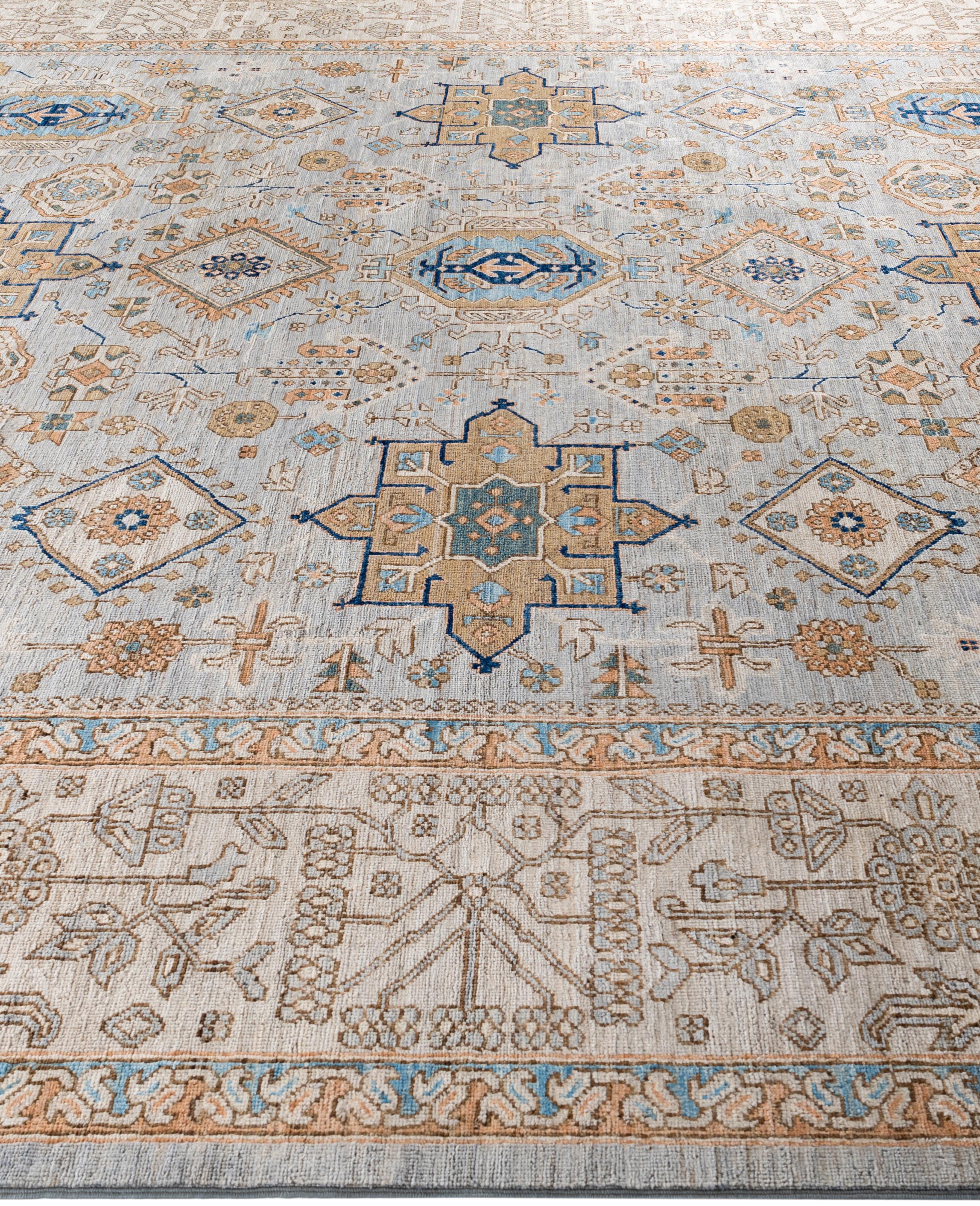 Hand-Knotted Serapi One-of-a-Kind Wool Gray Area Rug 9' 11