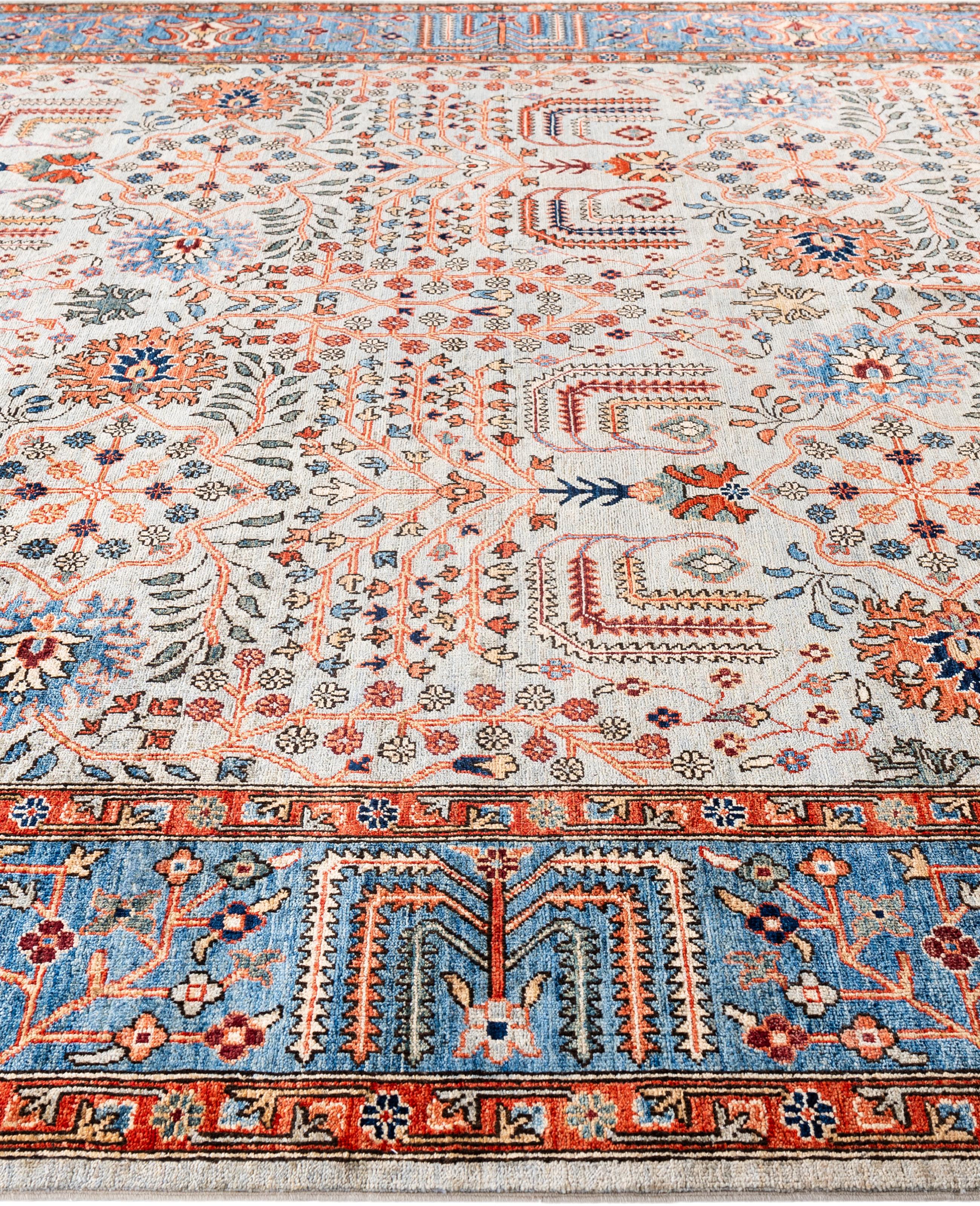 Hand-Knotted Serapi One-of-a-Kind Wool Gray Area Rug 9' 2