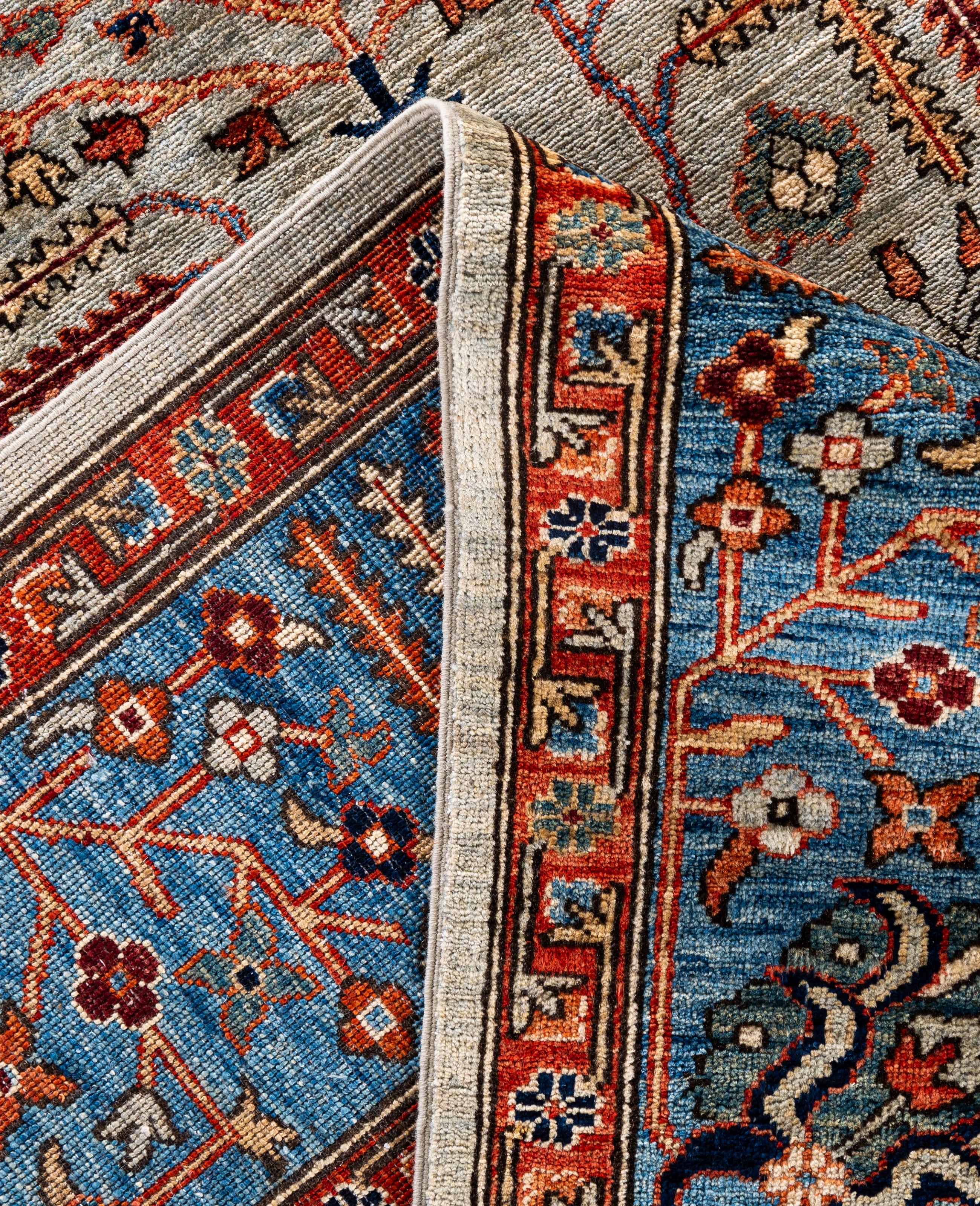 Contemporary Serapi One-of-a-Kind Wool Gray Area Rug 9' 2