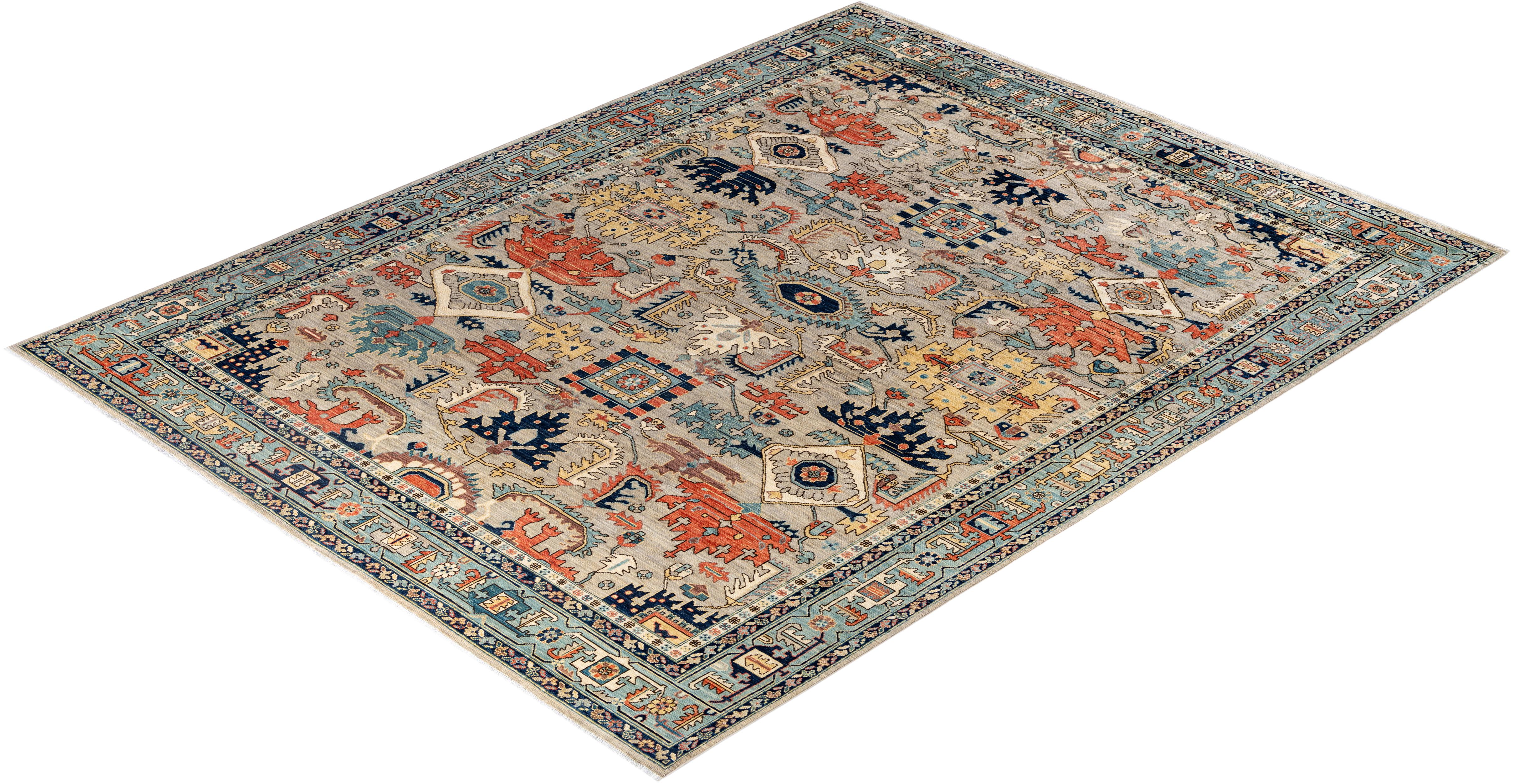 Serapi One-of-a-Kind Wool Gray Area Rug 9' 2