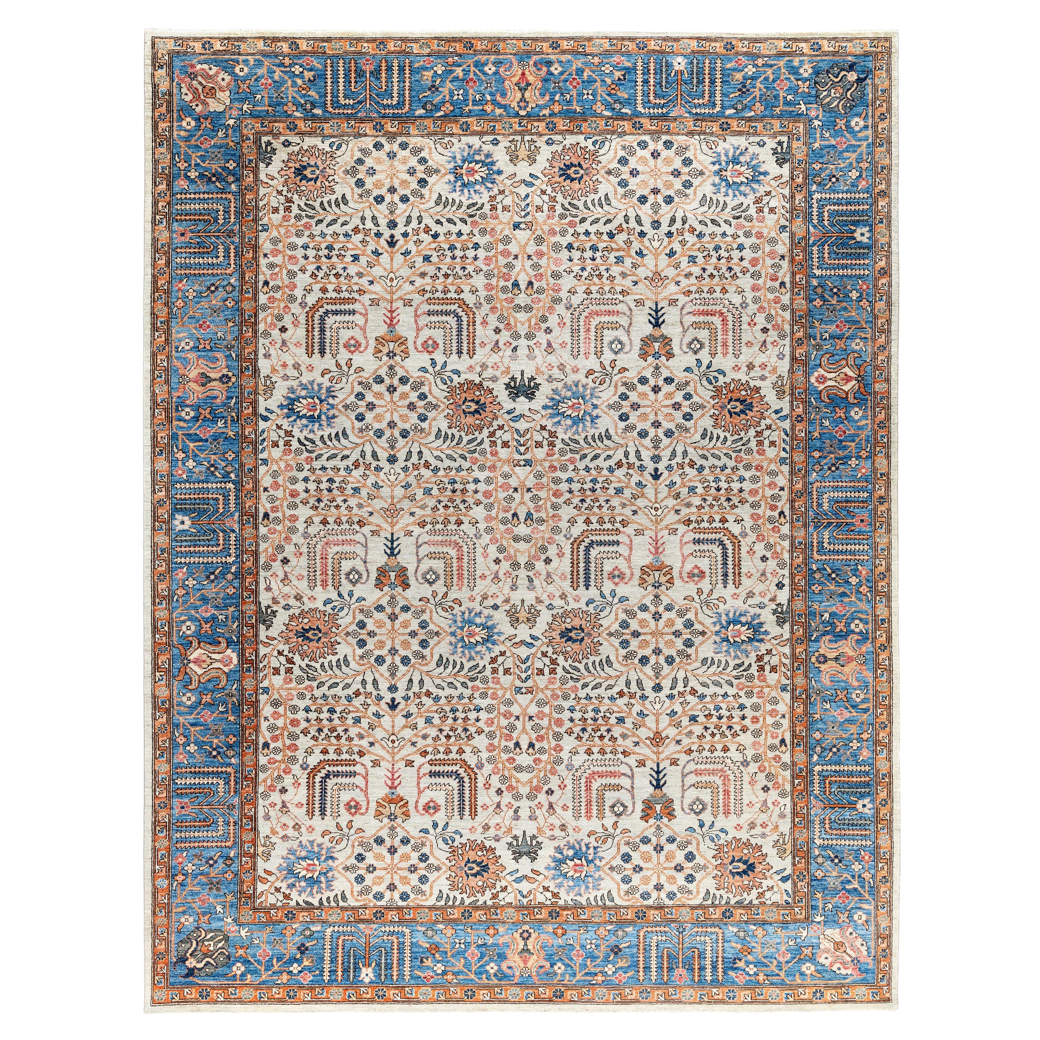 Serapi Tapis de sol unique en son genre en laine grise 9' 3" x 11' 11"