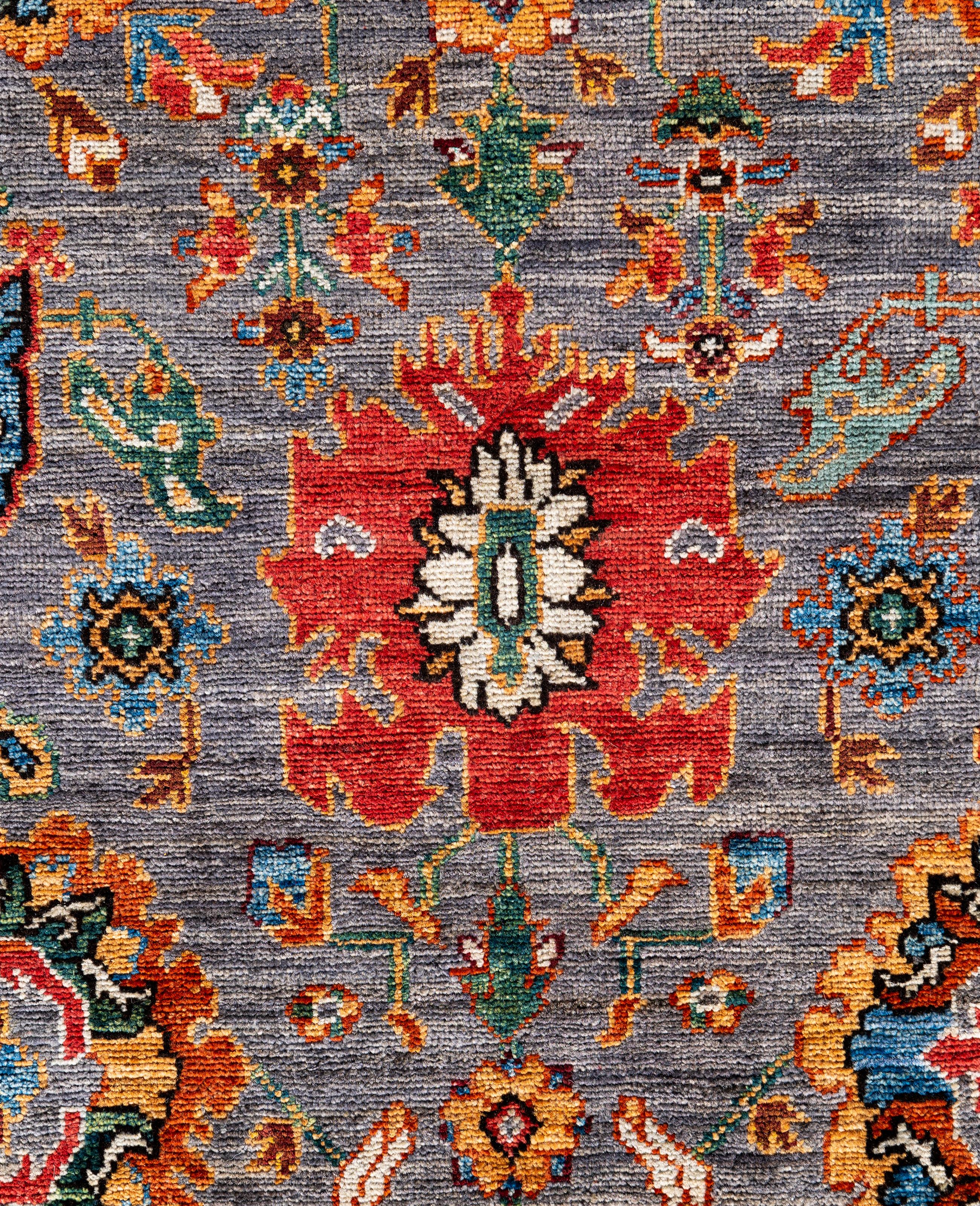 Pakistani Serapi One-of-a-Kind Wool Gray Area Rug 9' 3