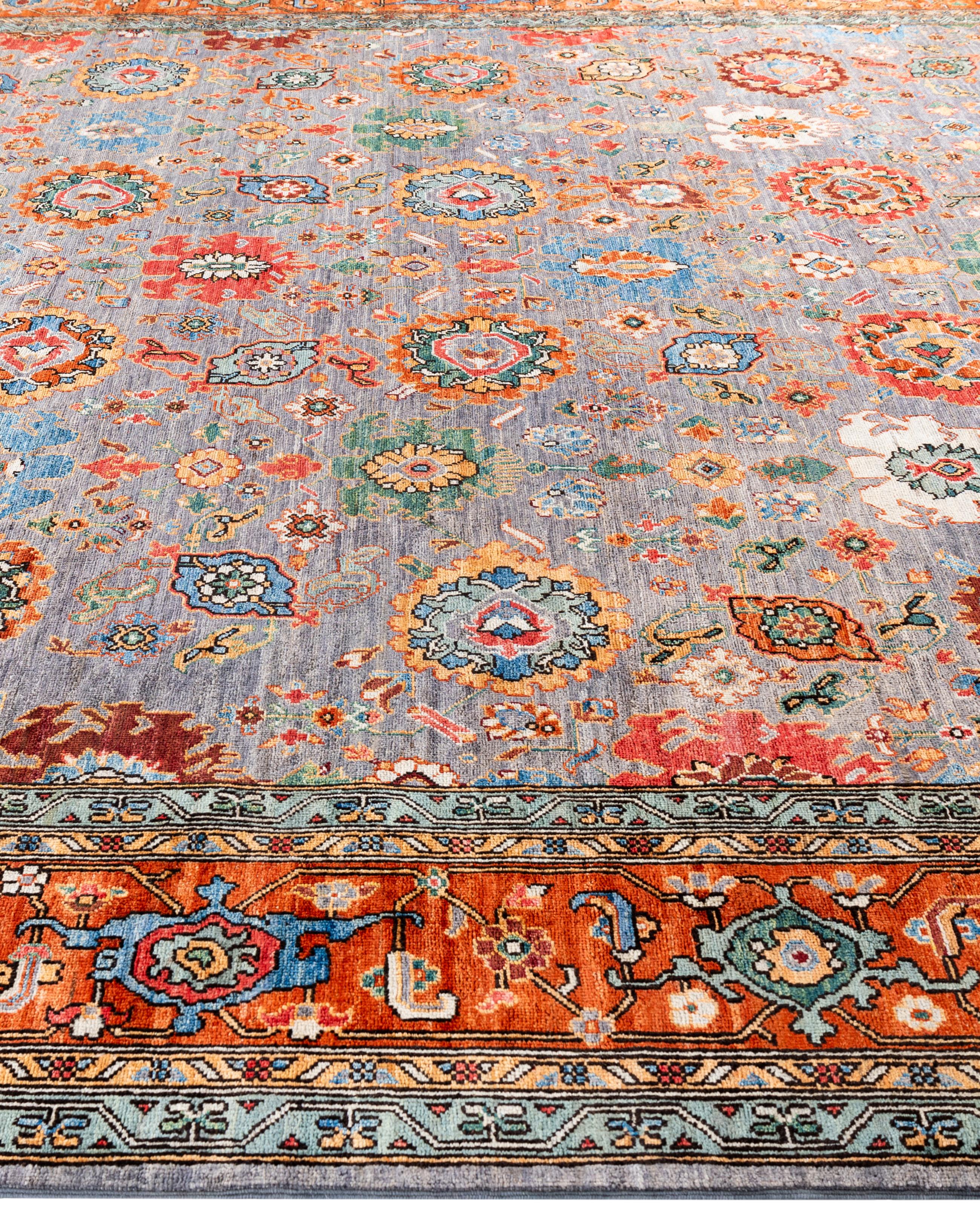 Hand-Knotted Serapi One-of-a-Kind Wool Gray Area Rug 9' 3