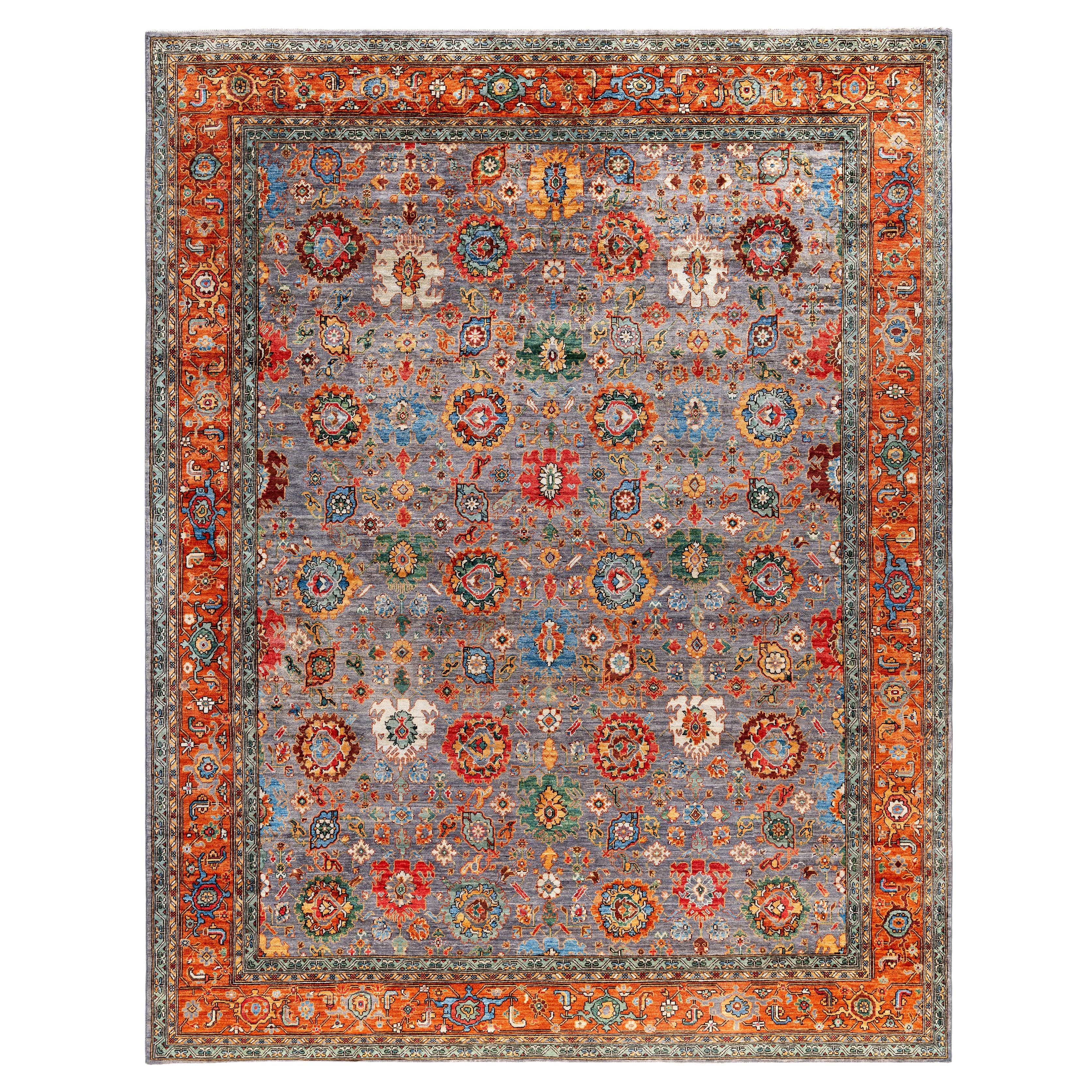 Serapi One-of-a-Kind Wool Gray Area Rug 9' 3" x 11' 9"