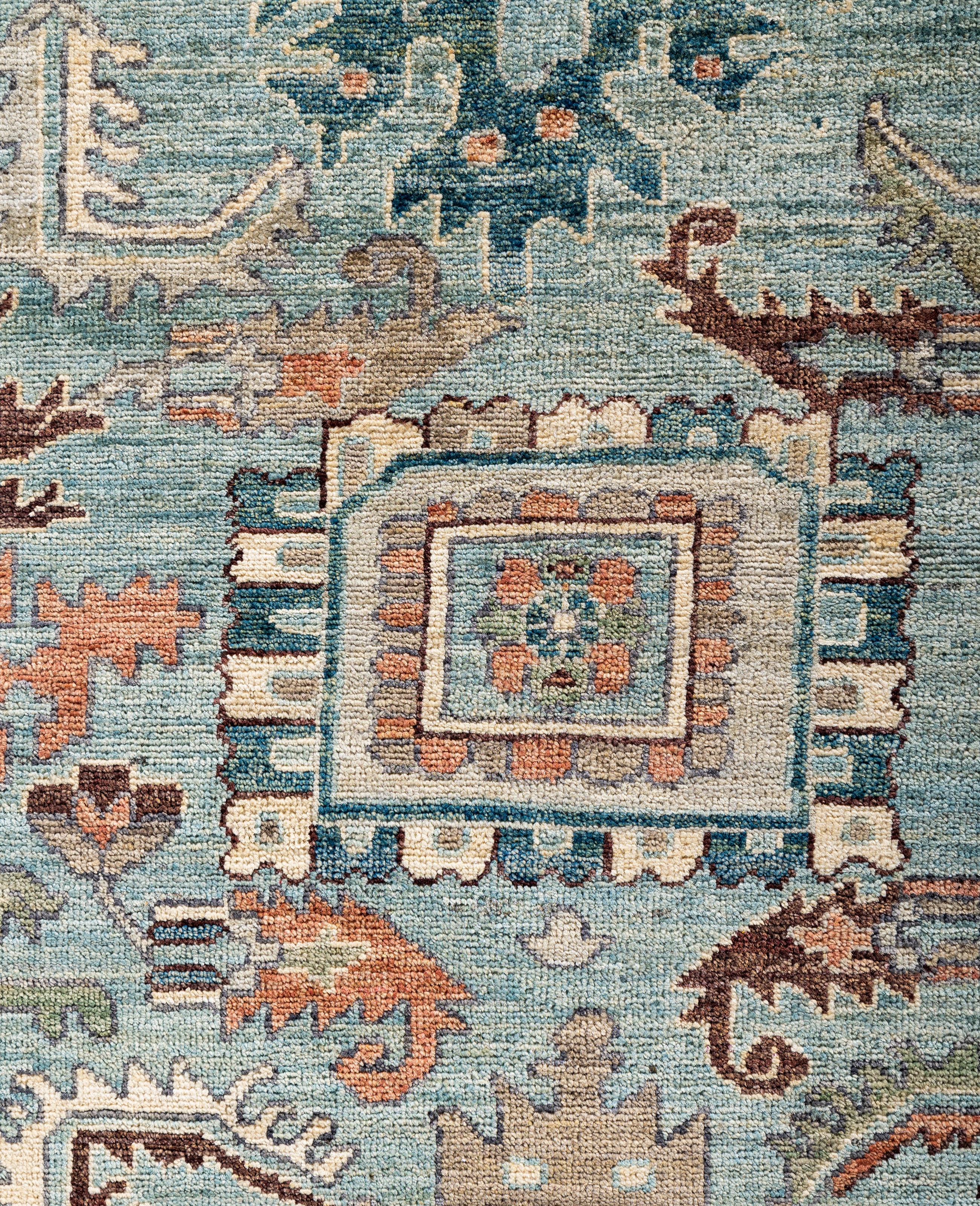 Pakistani Serapi One-of-a-Kind Wool Green Area Rug 8' 0