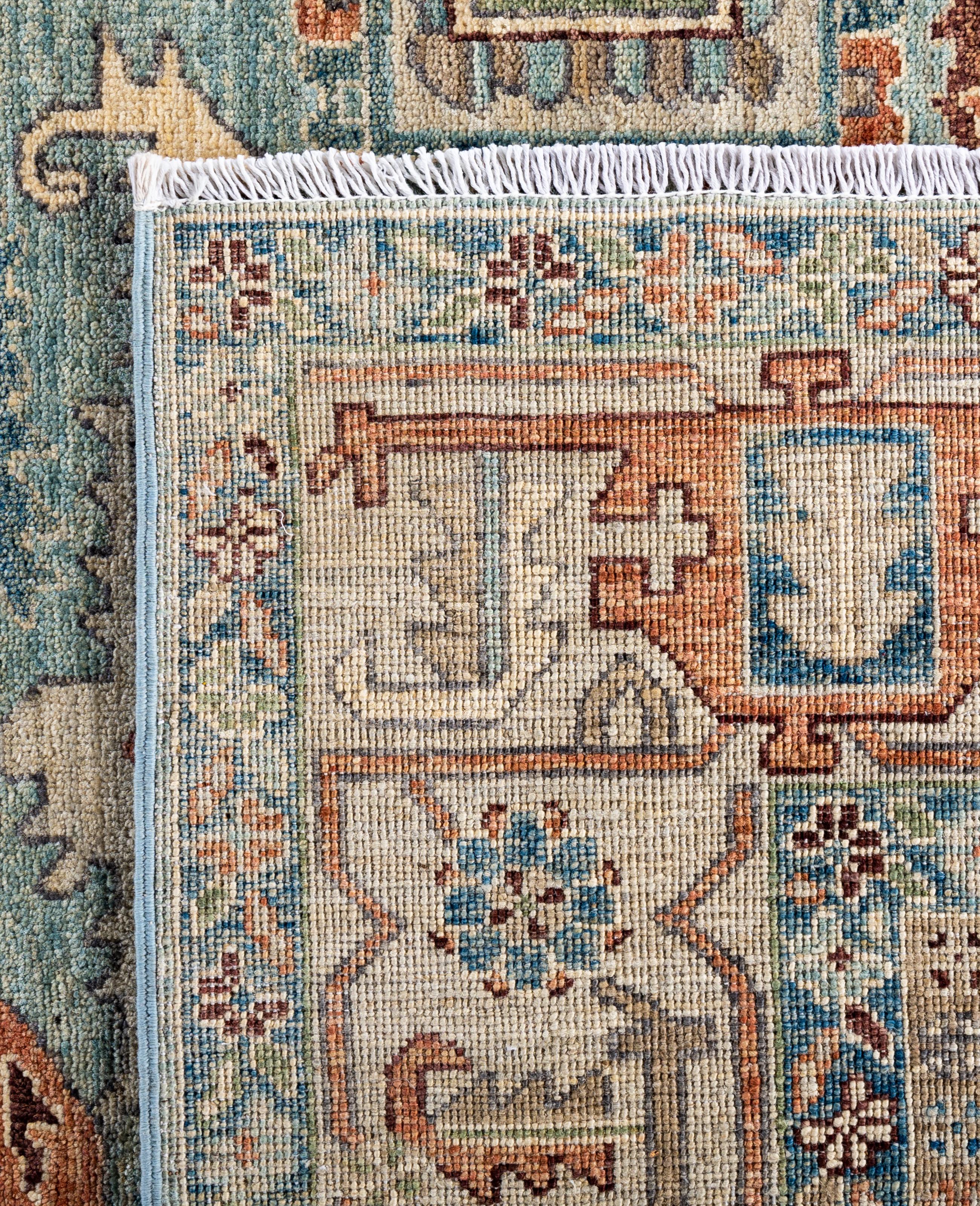 Serapi One-of-a-Kind Wool Green Area Rug 8' 0
