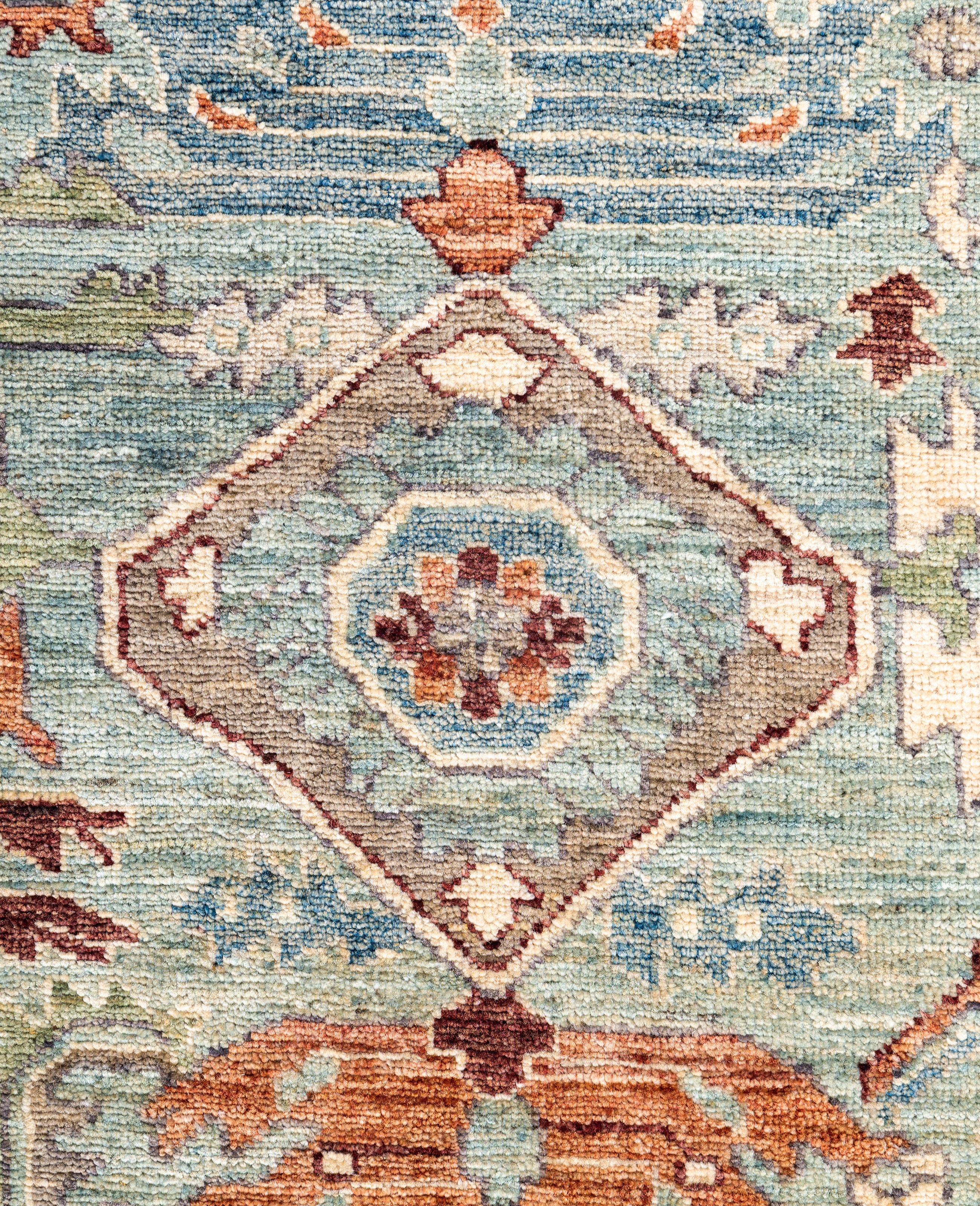 Alfombra de lana verde única Serapi 2'' x 3'' Pakistaní en venta