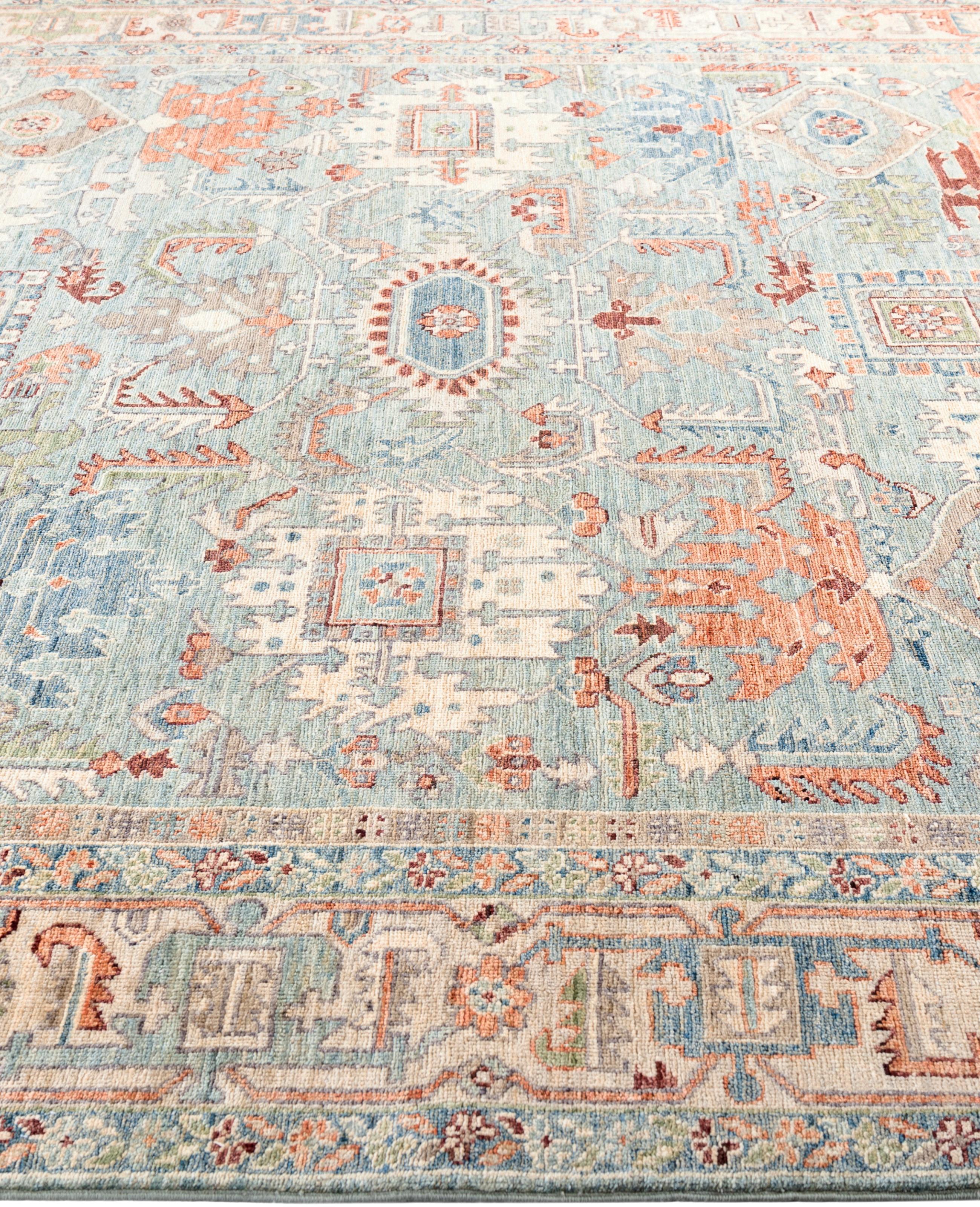 Alfombra de lana verde única Serapi 2'' x 3'' Anudado a mano en venta
