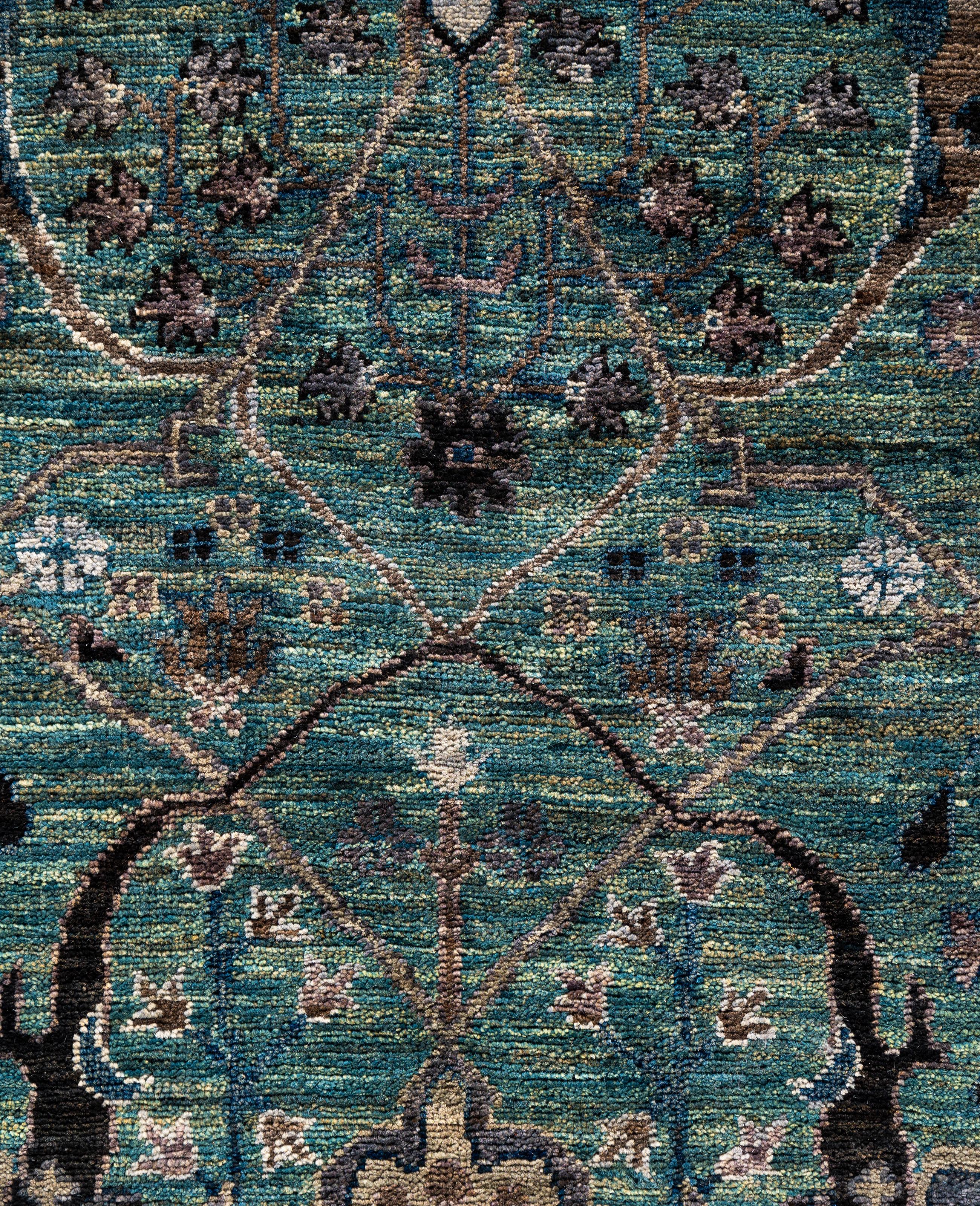 Pakistanais Tapis de sol en laine Serapi One-of-a-Kind Green 8' 3