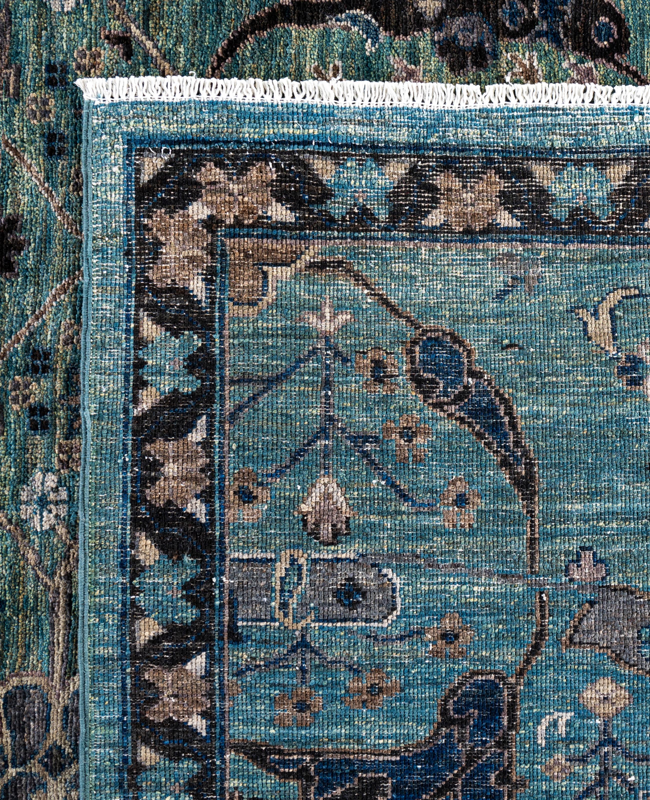 Tapis de sol en laine Serapi One-of-a-Kind Green 8' 3