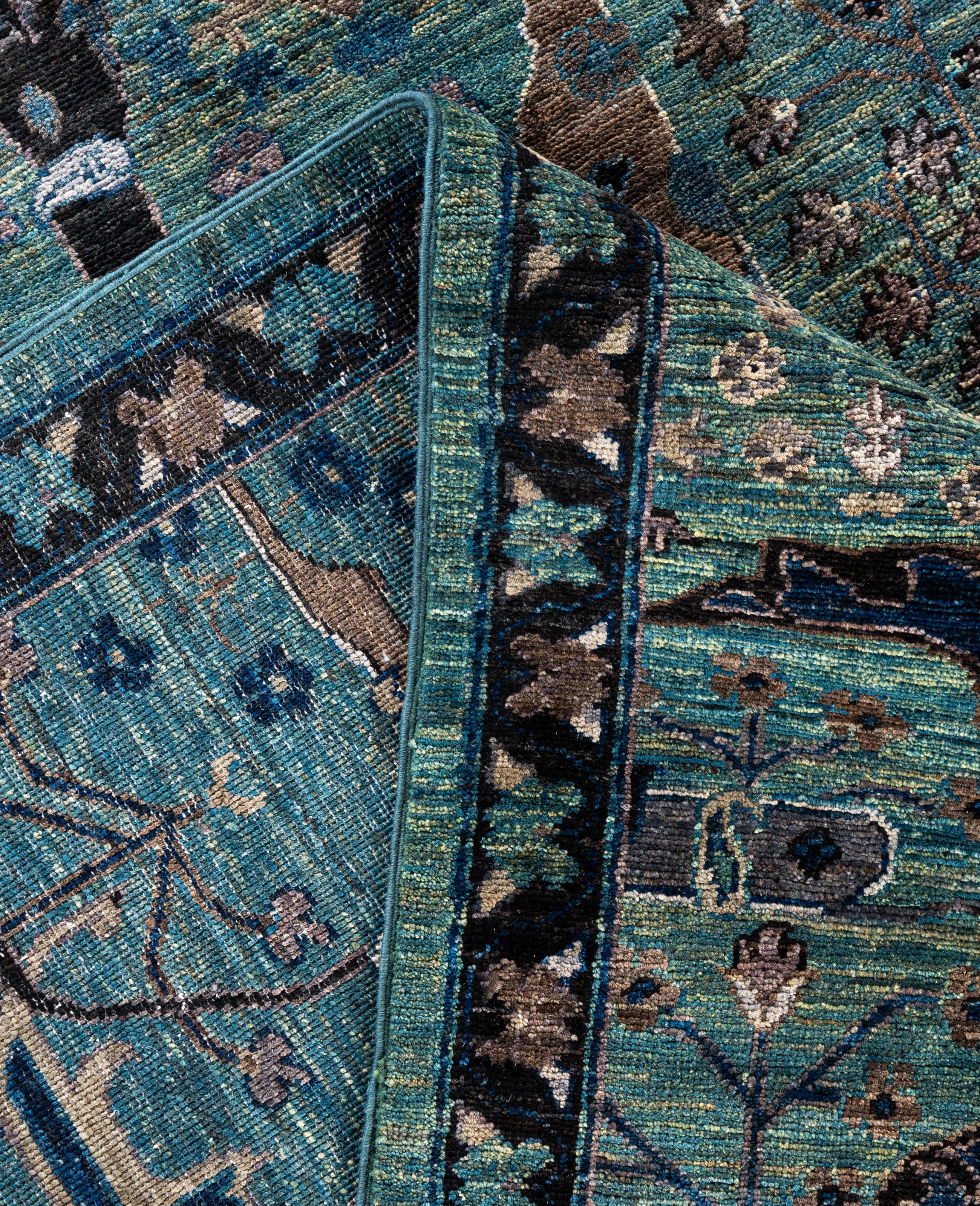 XXIe siècle et contemporain Tapis de sol en laine Serapi One-of-a-Kind Green 8' 3
