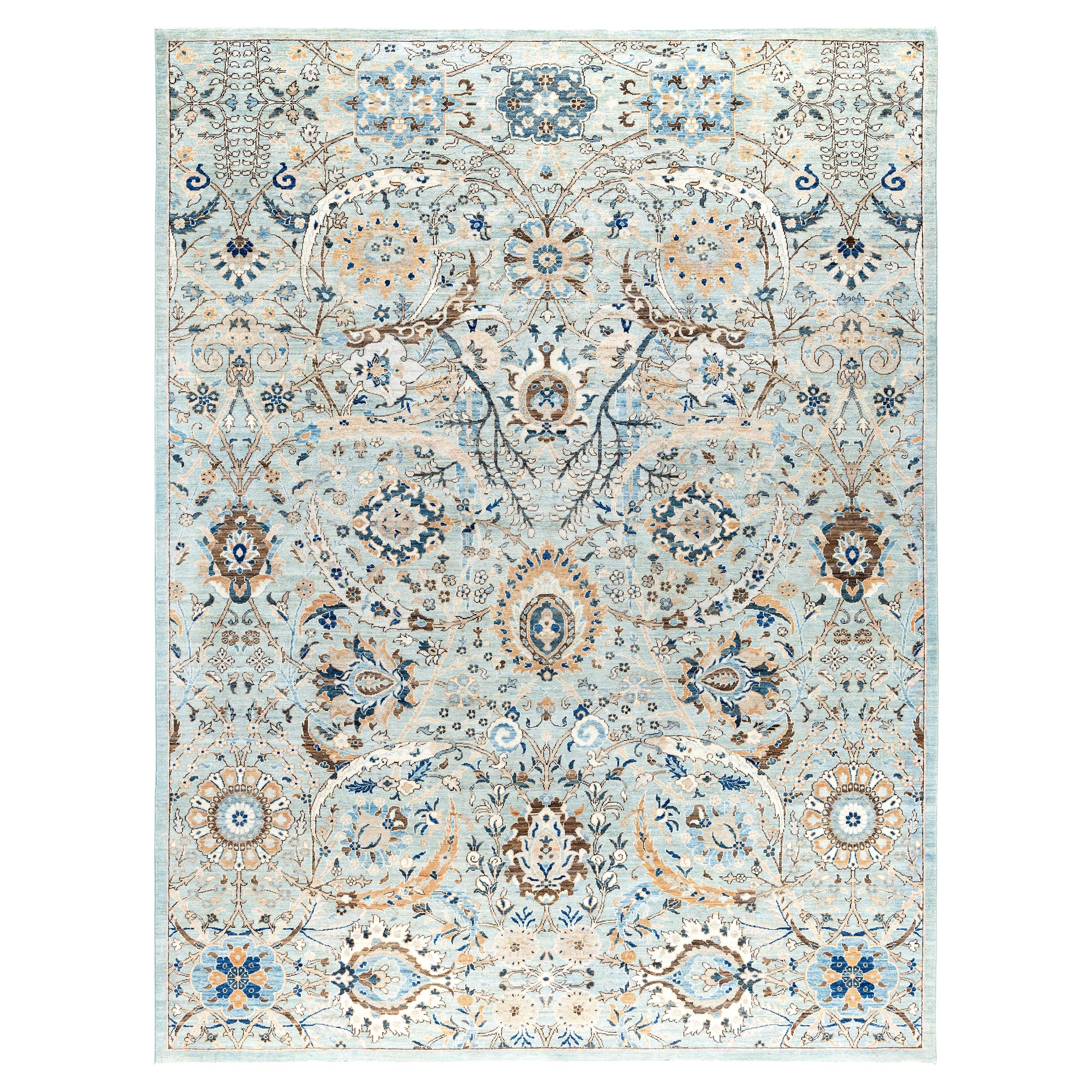 Serapi One-of-a-Kind Wool Green Area Rug 9' 0" x 11' 10"