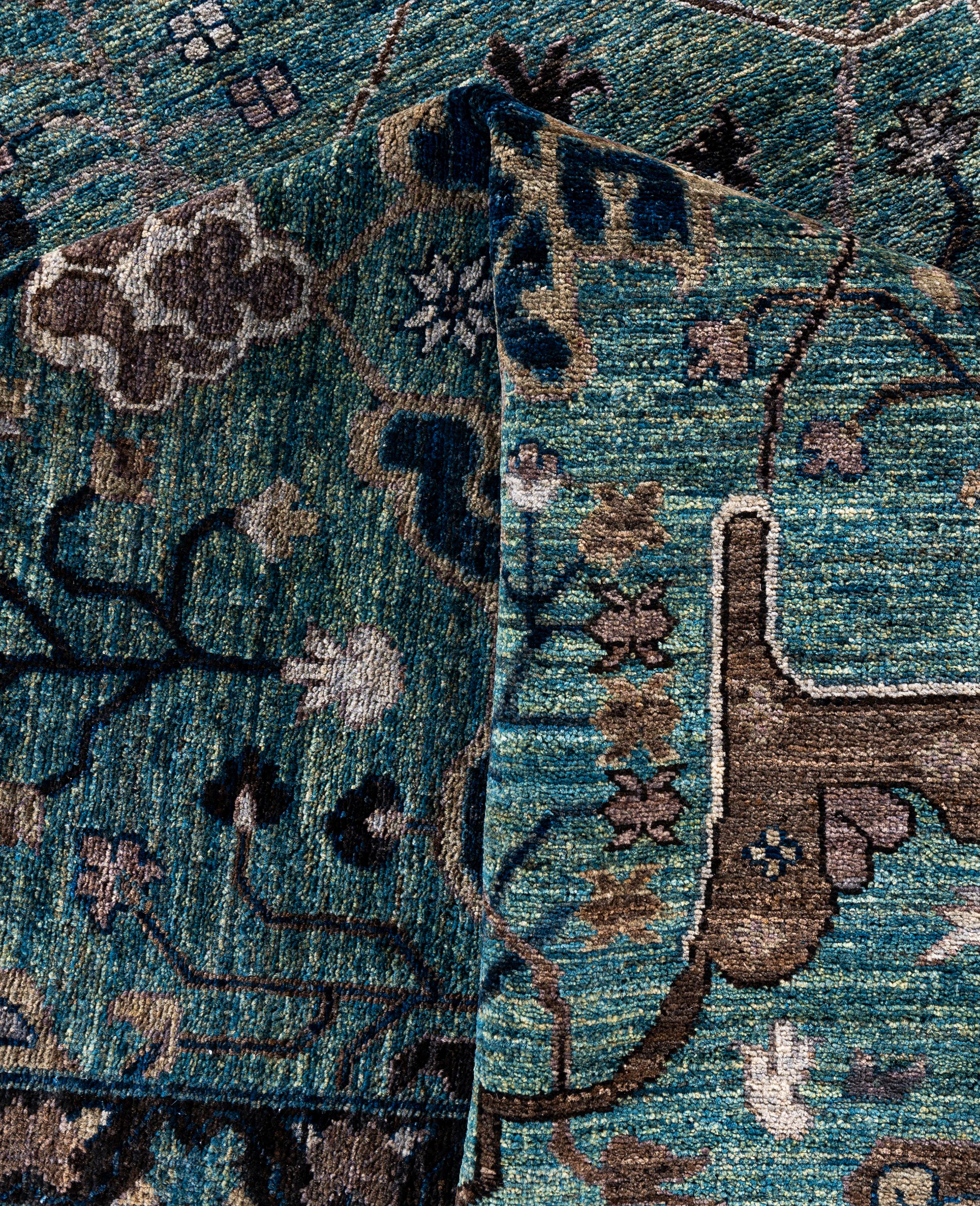 Laine Tapis de sol en laine Serapi One-of-a-Kind Green 9' 0