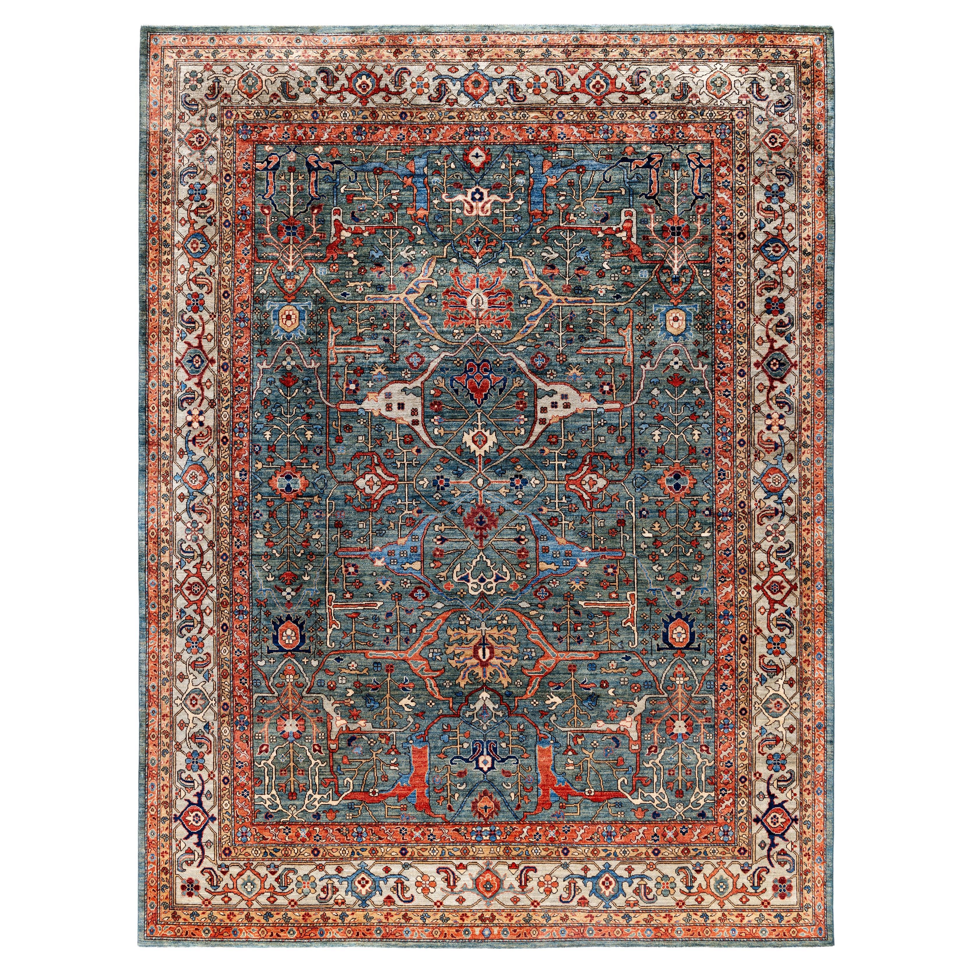 Serapi One-of-a-Kind Wool Green Area Rug 9' 2" x 12' 0"