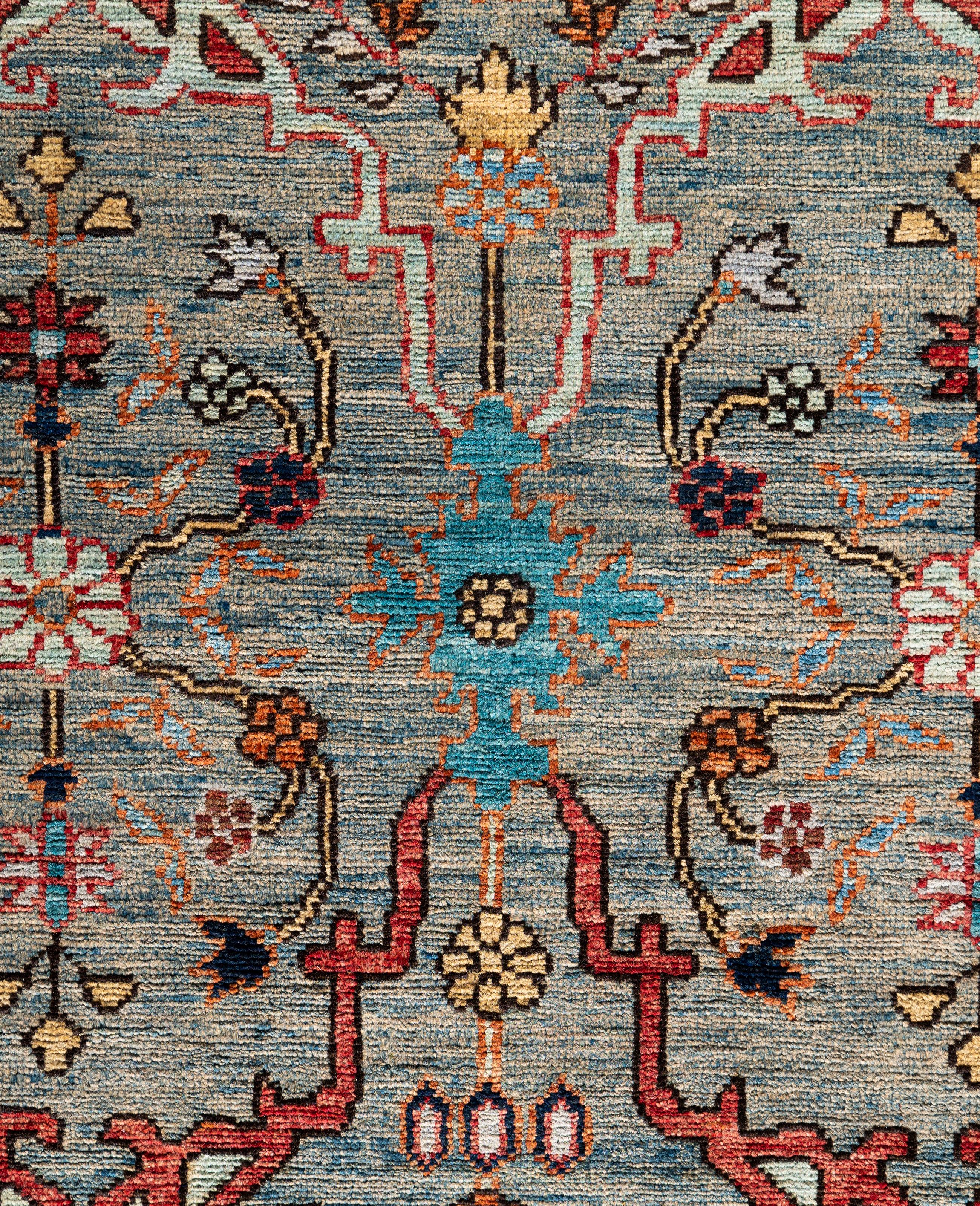 Pakistanais Tapis de sol en laine Serapi One-of-a-Kind Green 9' 3