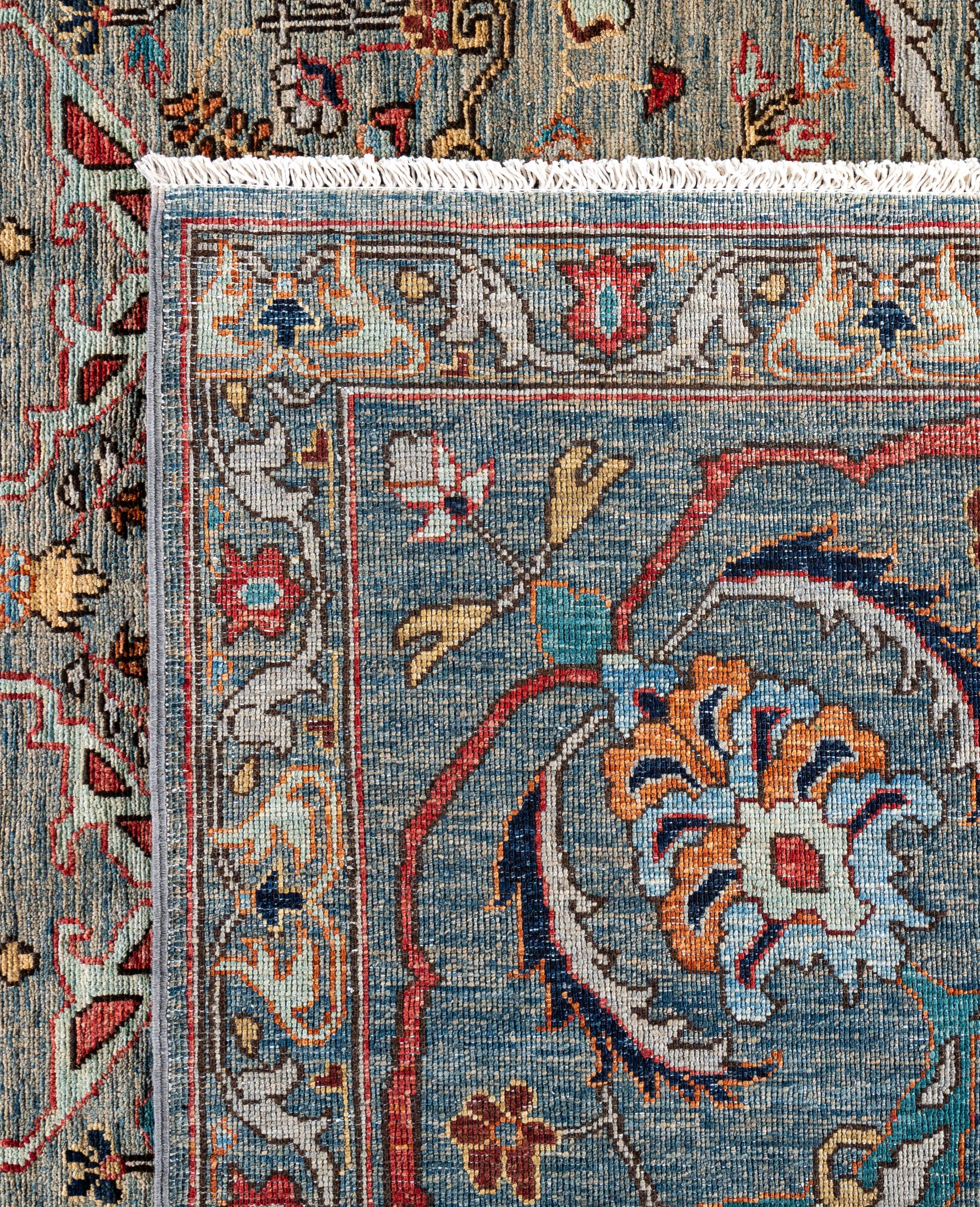 Tapis de sol en laine Serapi One-of-a-Kind Green 9' 3