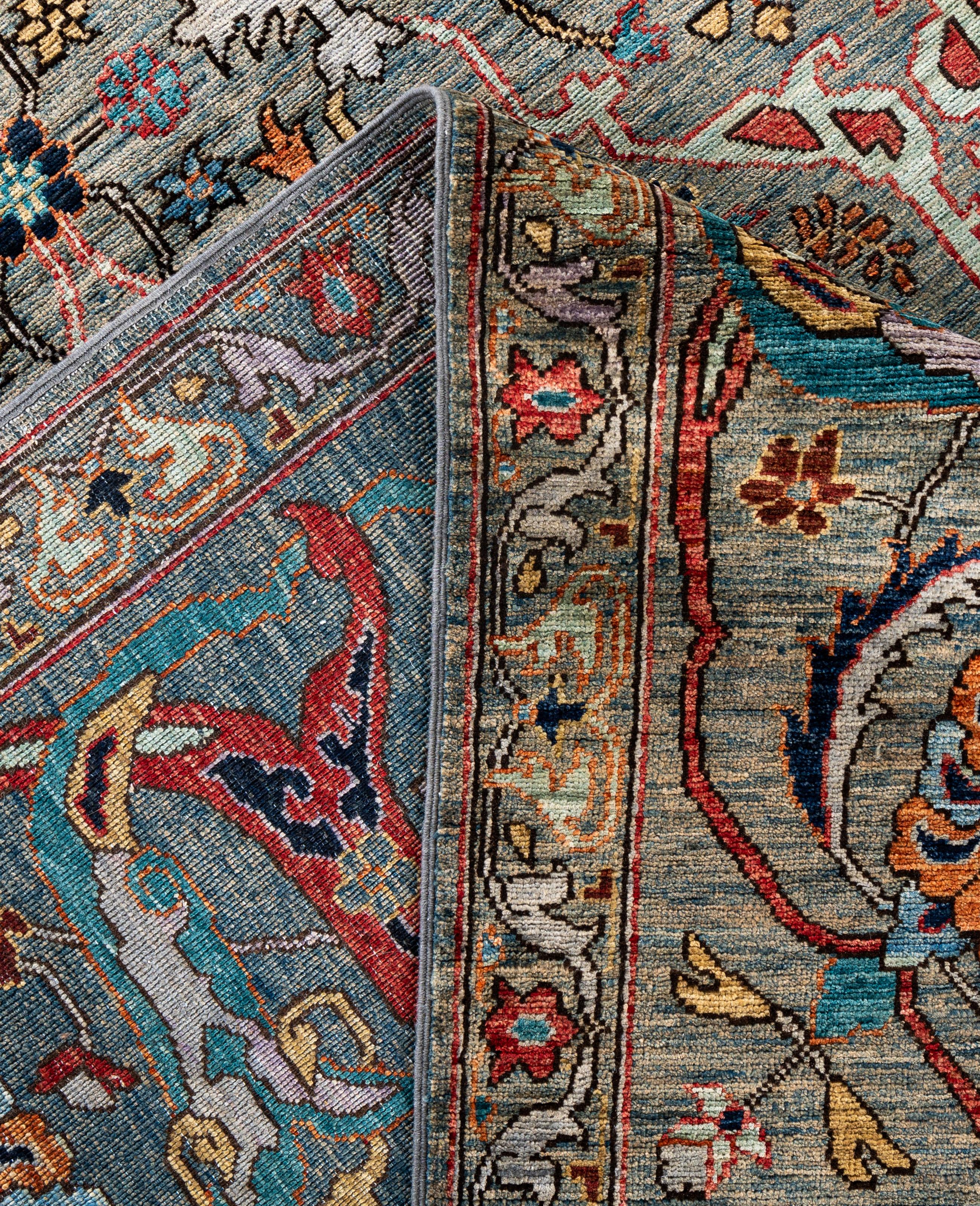 XXIe siècle et contemporain Tapis de sol en laine Serapi One-of-a-Kind Green 9' 3