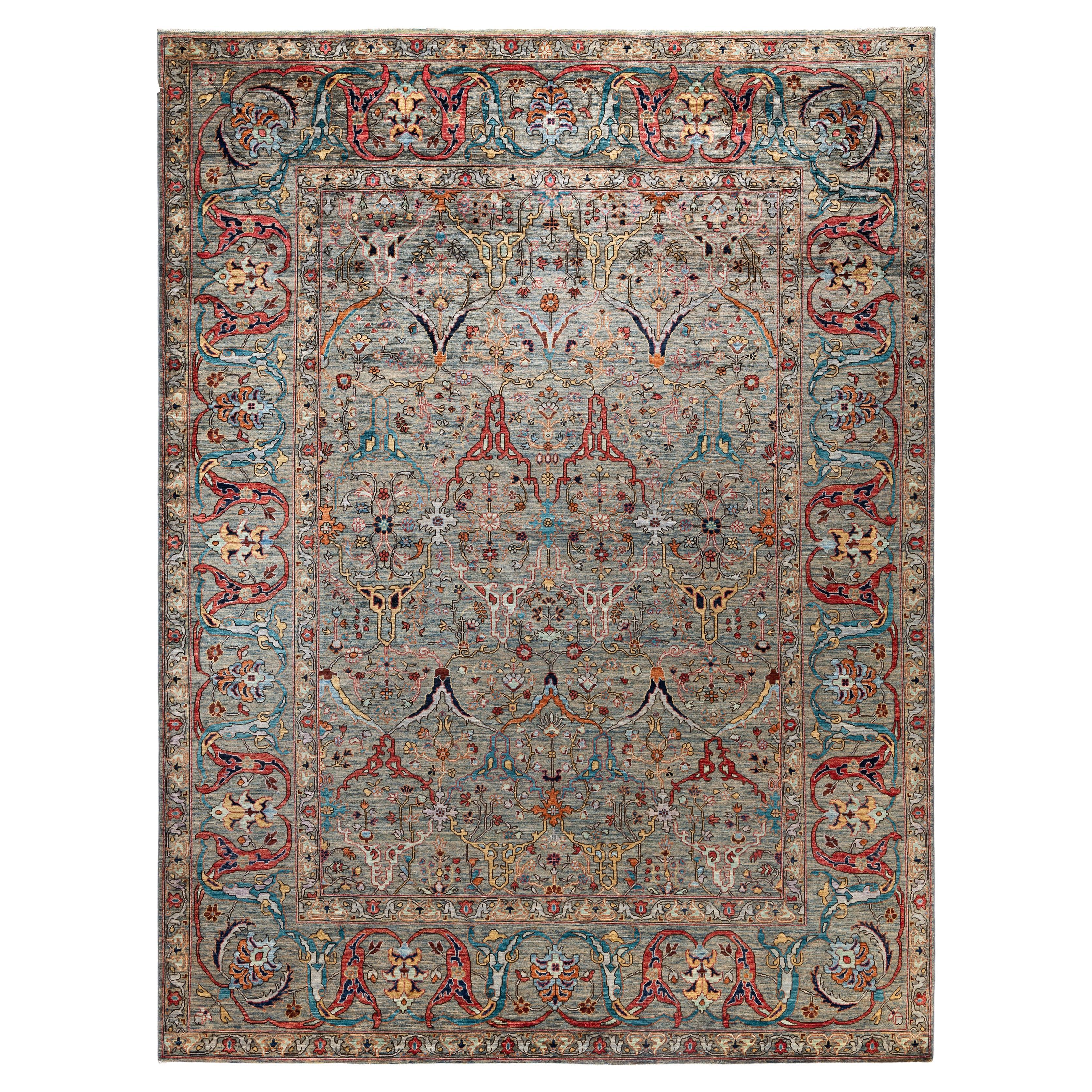 Serapi One-of-a-Kind Wool Green Area Rug 9' 3" x 12' 0"