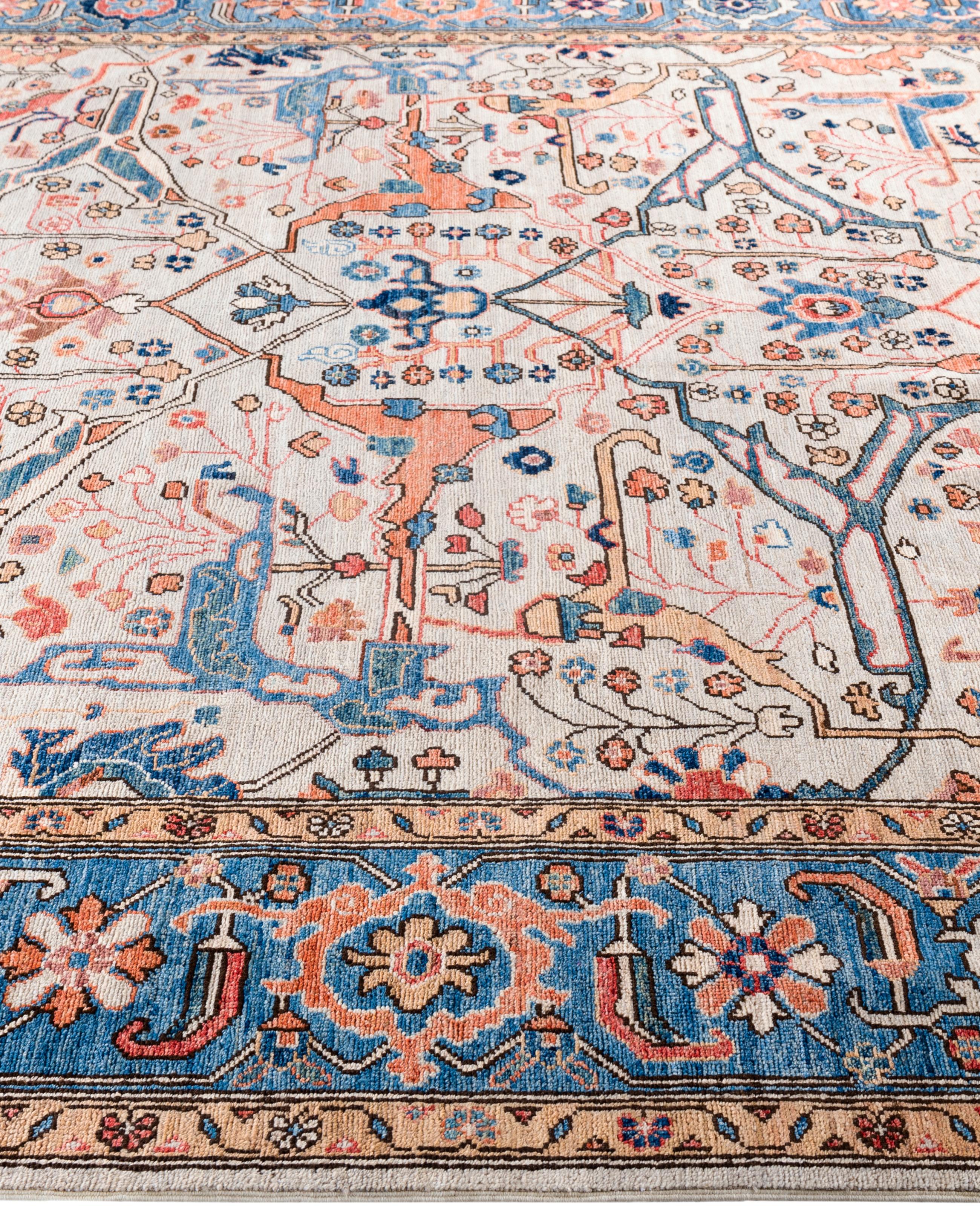 Hand-Knotted Serapi One-of-a-Kind Wool Ivory Area Rug 7' 11