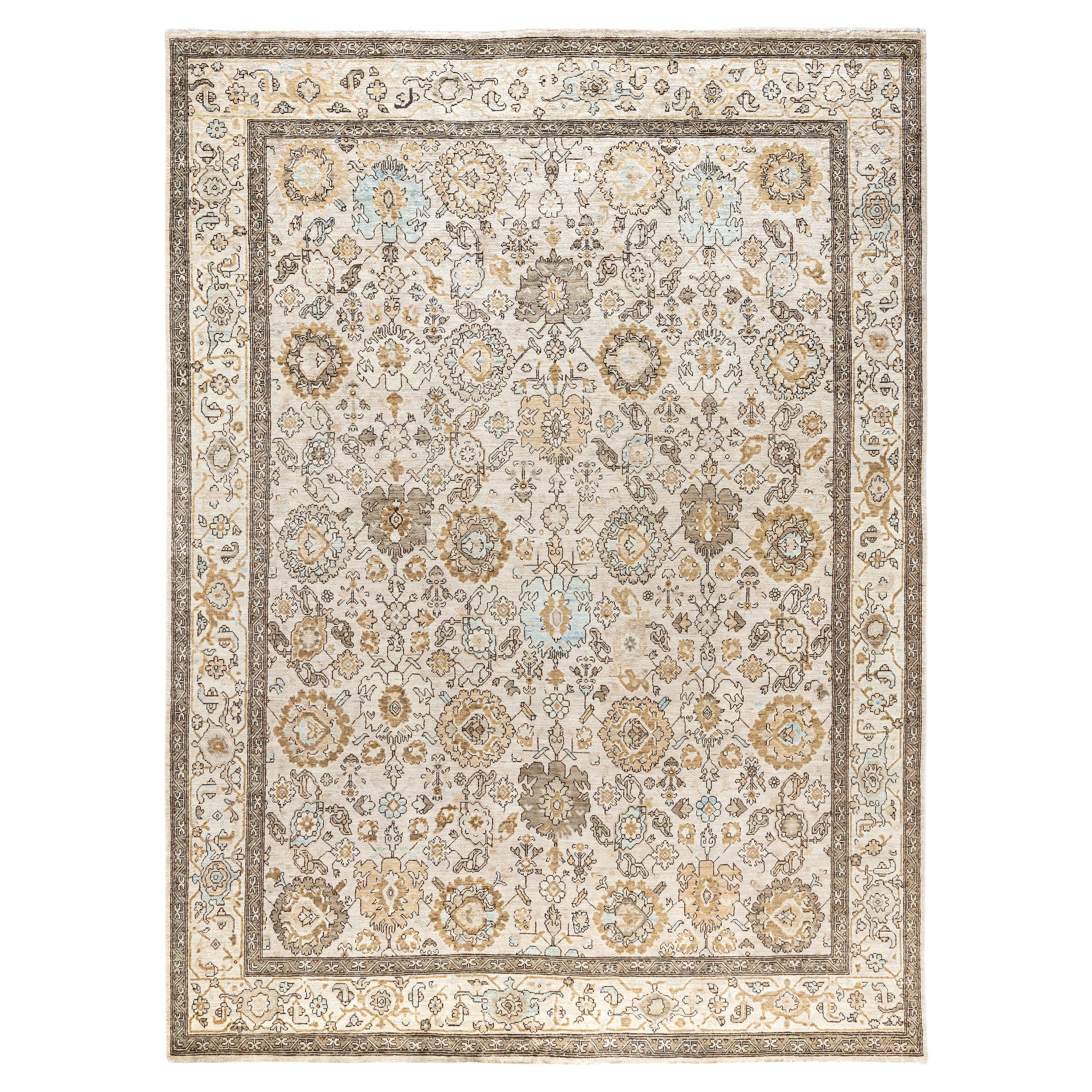 Serapi Tapis unique en laine ivoire 7' 9" x 10' 3"