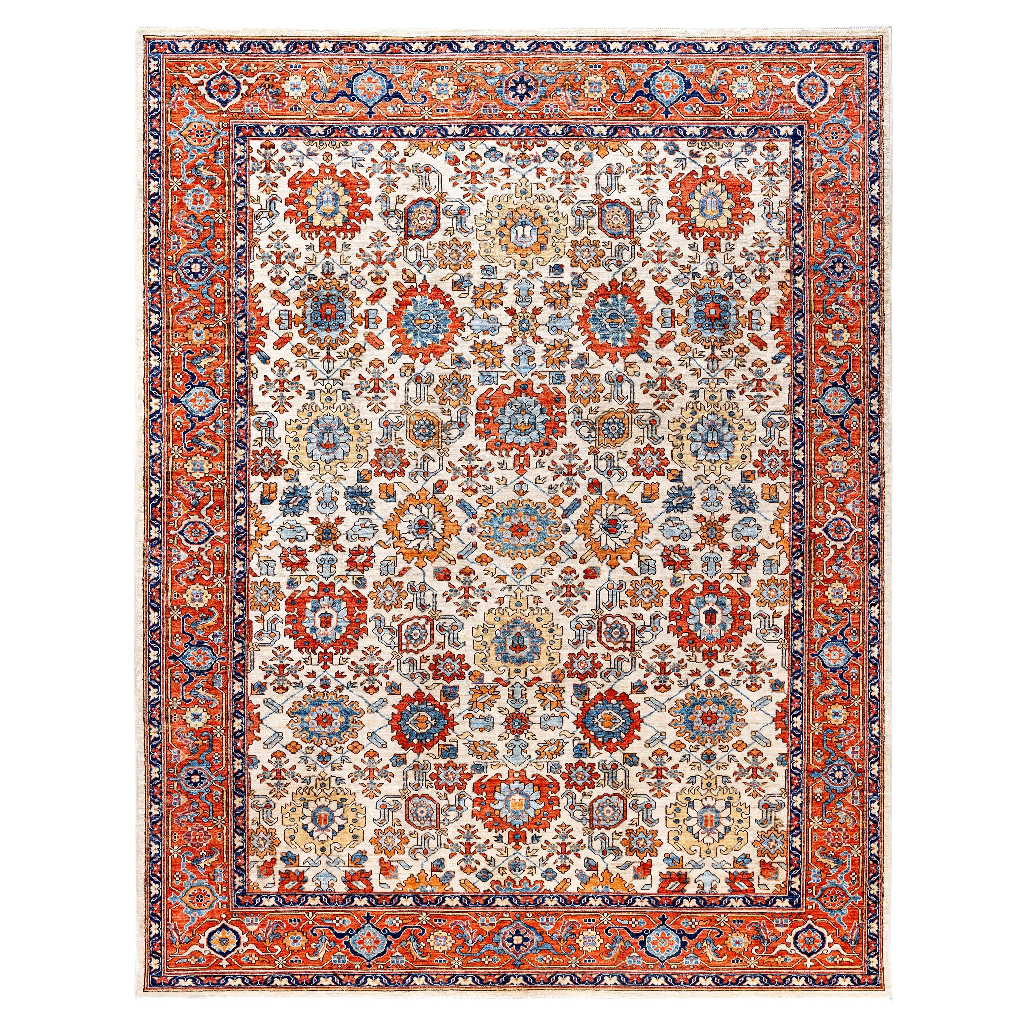 Tappeto Serapi in lana avorio unico nel suo genere 8' 0" x 10' 1"
