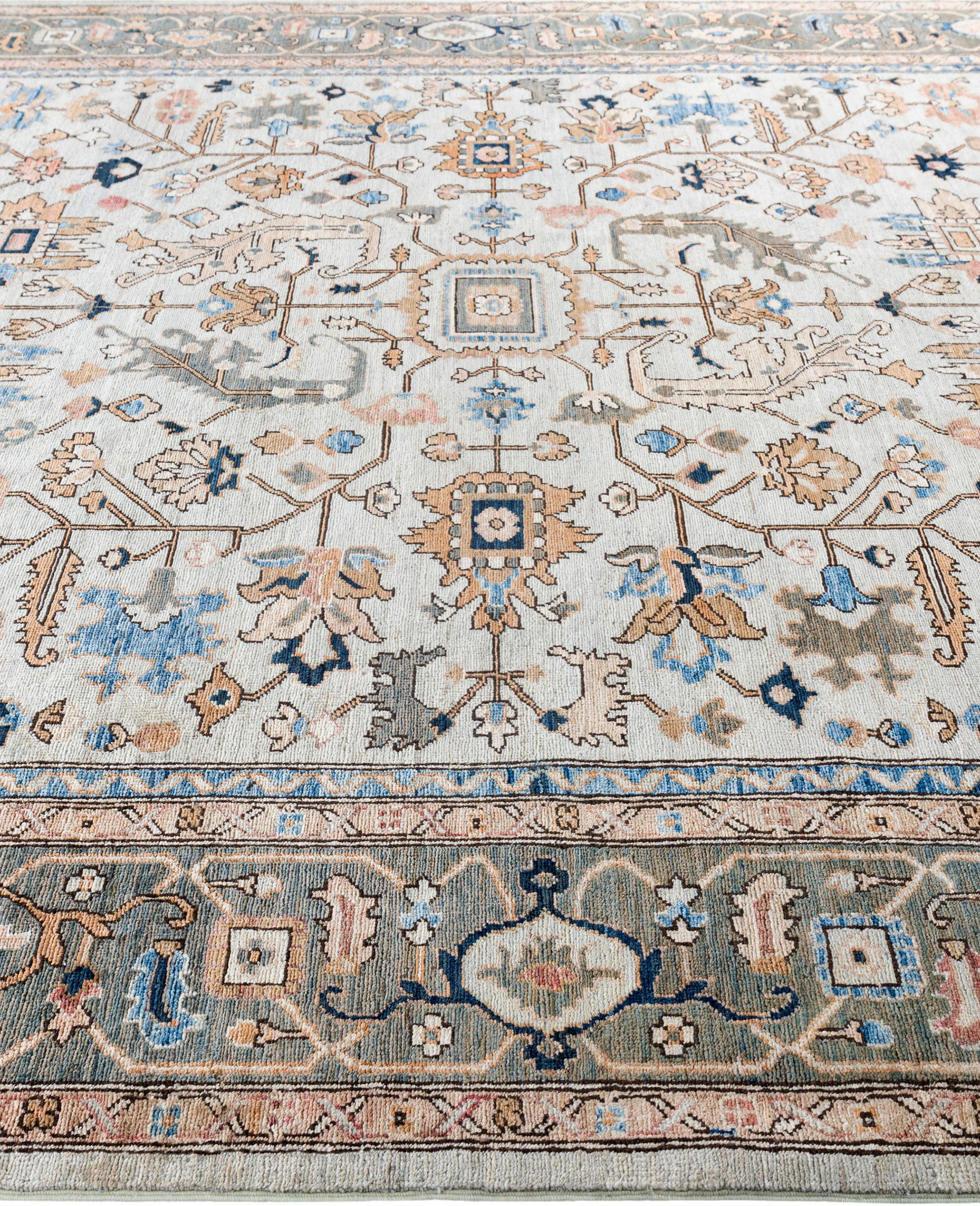 Hand-Knotted Serapi One-of-a-Kind Wool Ivory Area Rug 8' 0