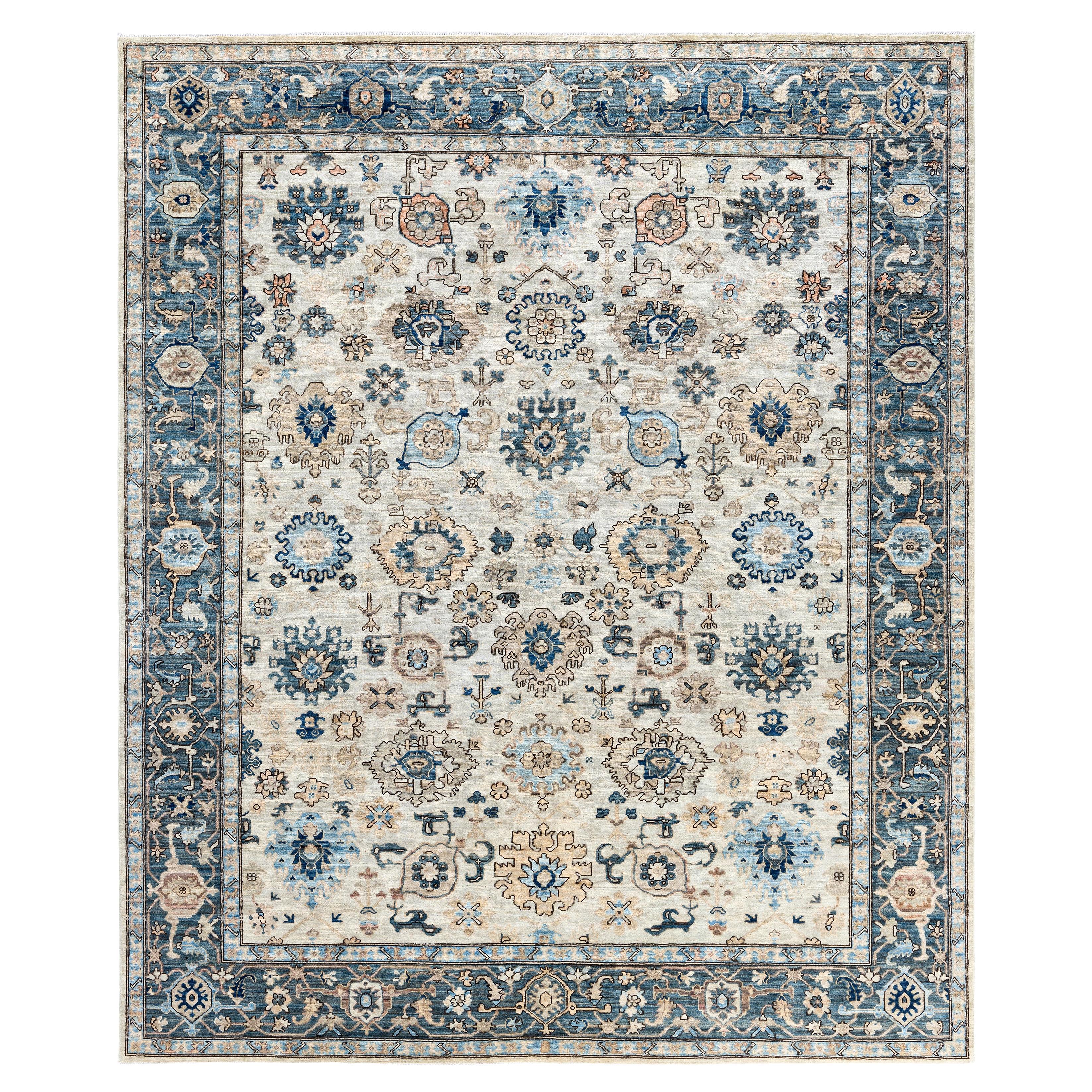 Serapi Tapis de zone unique en laine ivoire 8' 0" x 9' 9"