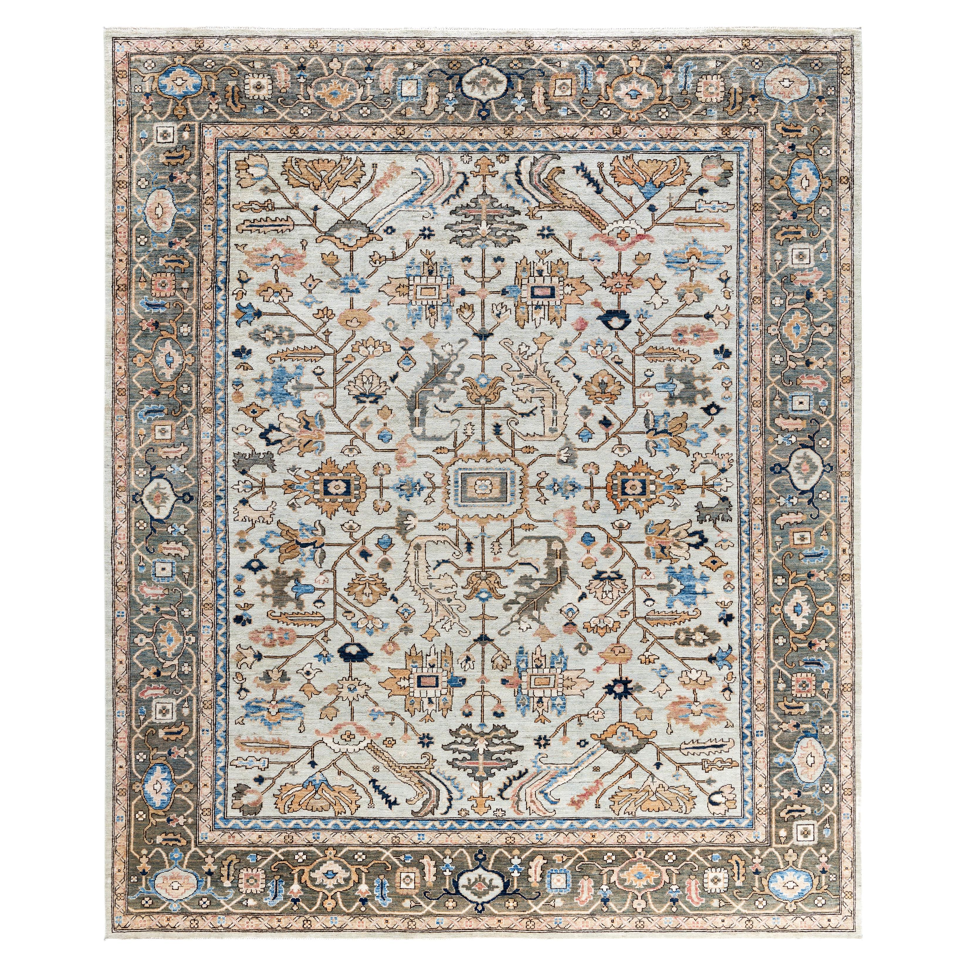 Serapi One-of-a-Kind Wool Ivory Area Rug 8' 0" x 9' 9" For Sale