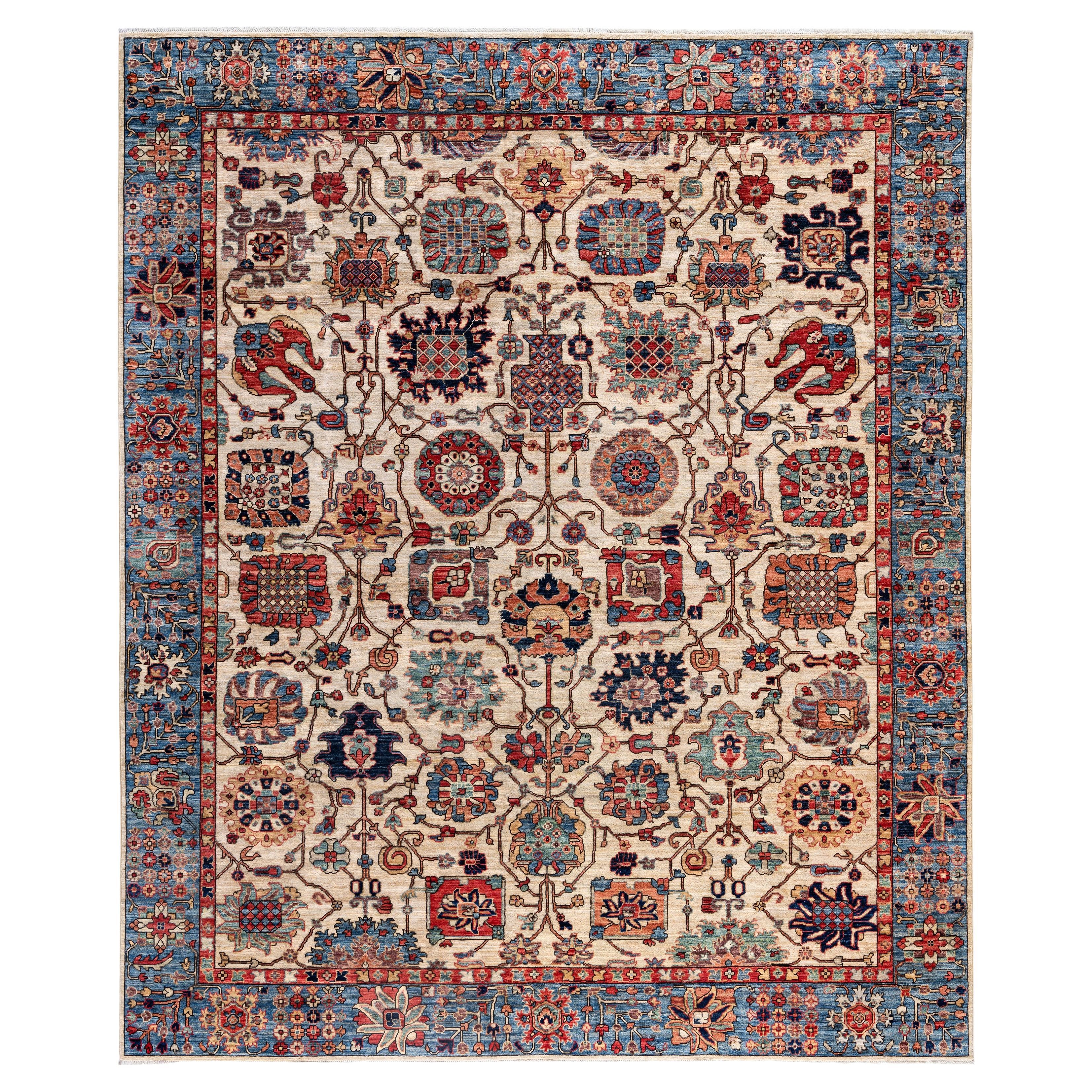 Serapi Tapis unique en laine ivoire 8' 1" x 9' 11"