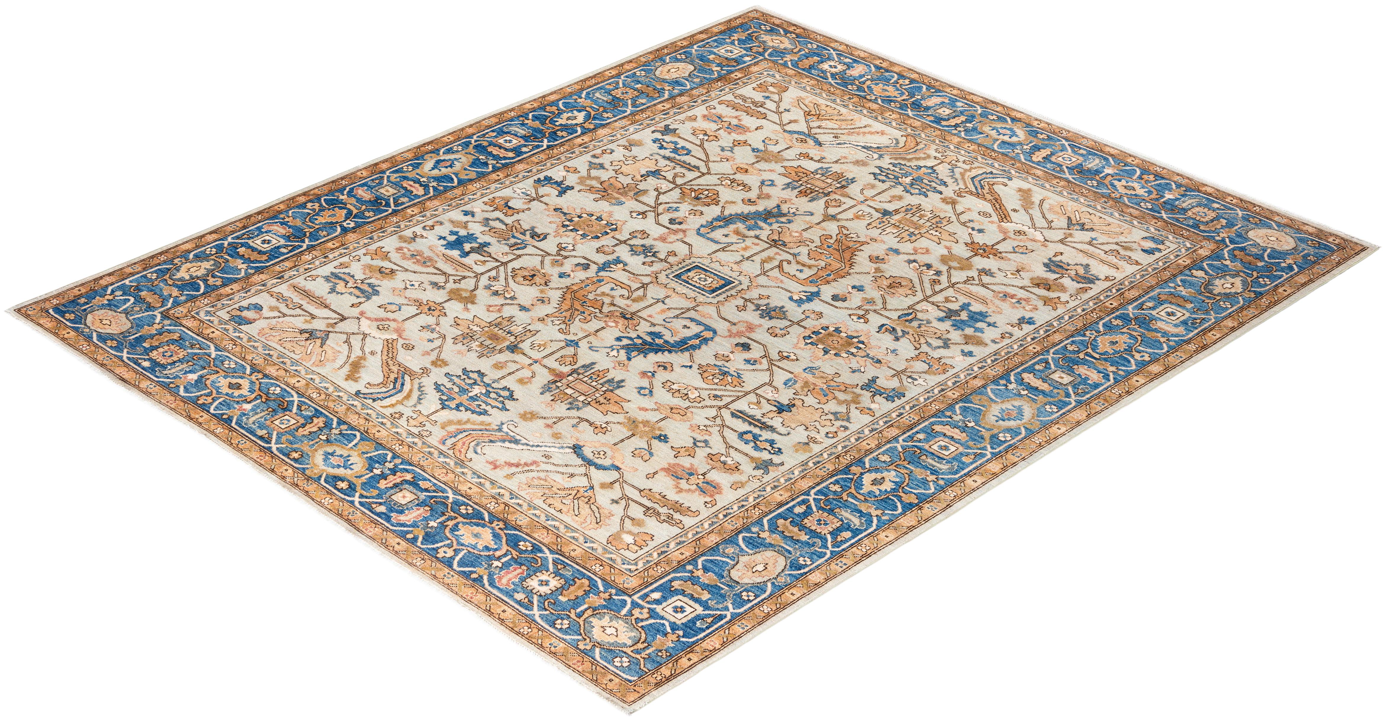 Serapi Tapis de zone unique en laine ivoire 8' 1