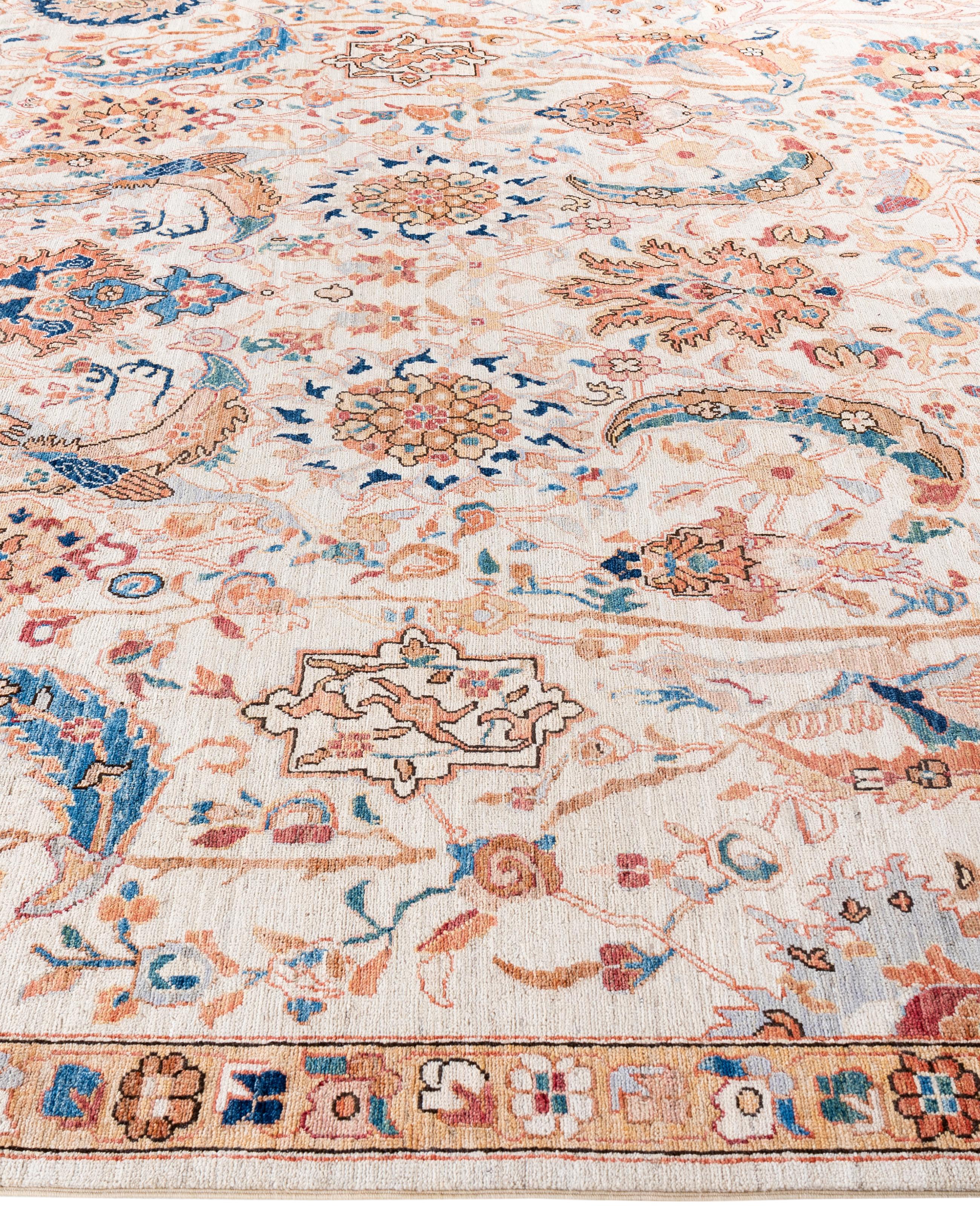 Hand-Knotted Serapi One-of-a-Kind Wool Ivory Area Rug 8' 10