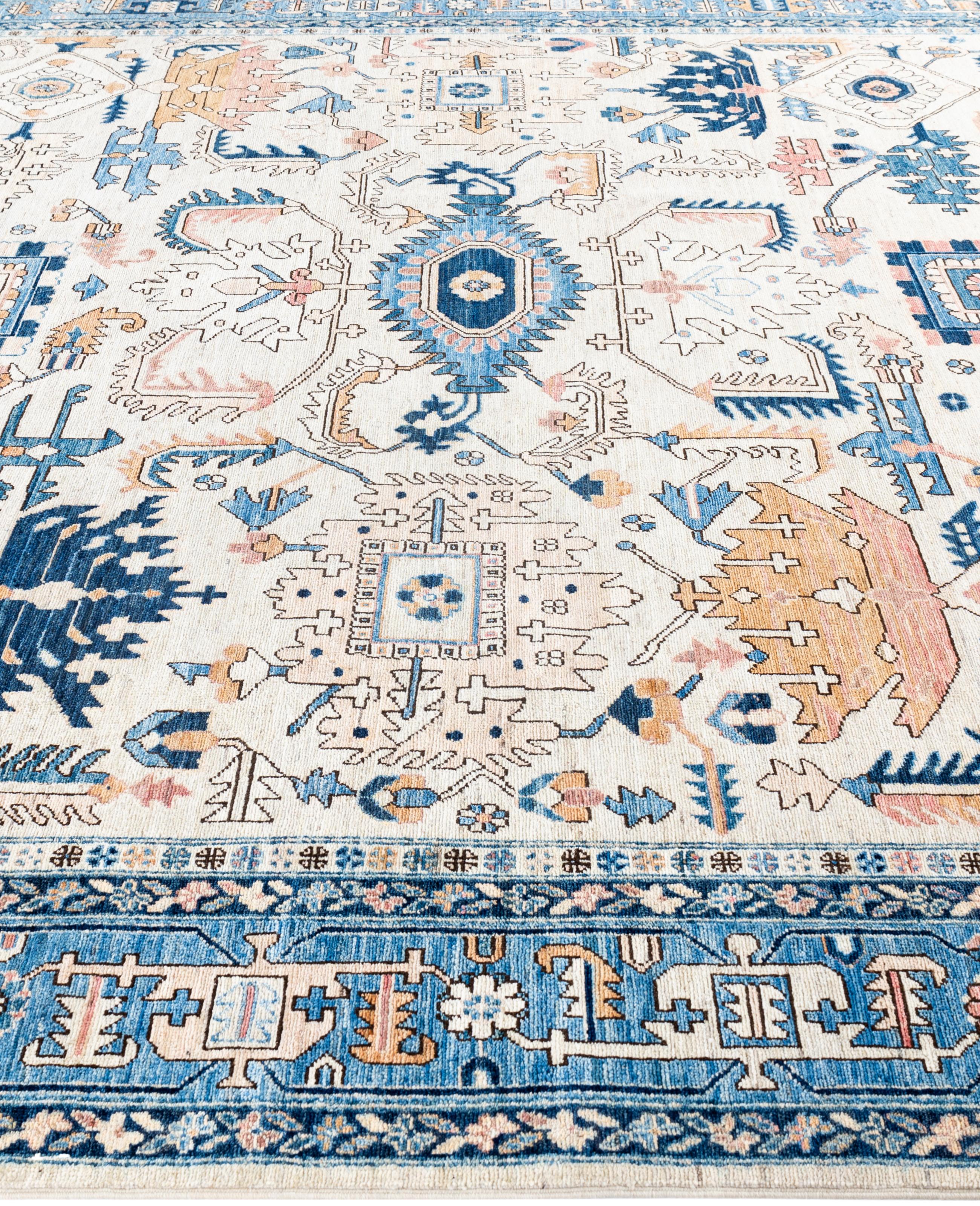 Hand-Knotted Serapi One-of-a-Kind Wool Ivory Area Rug 8' 11