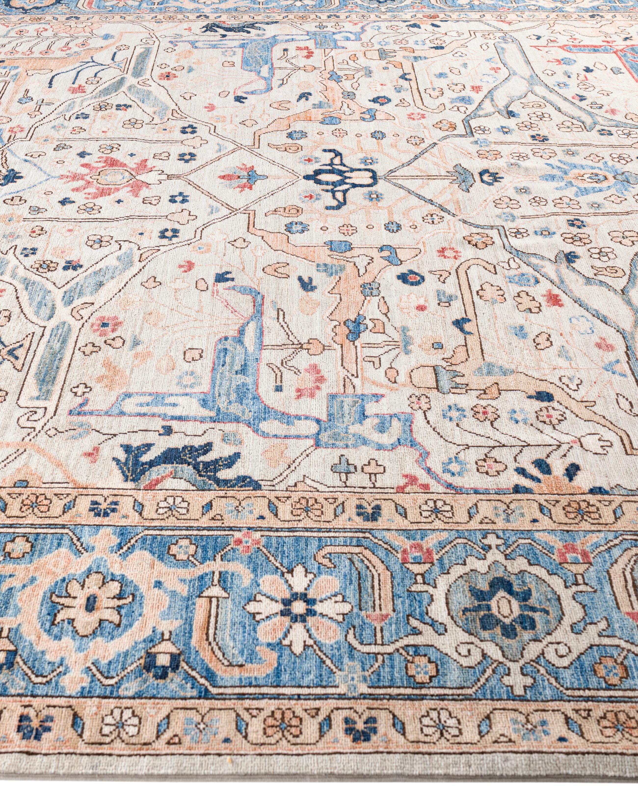 Hand-Knotted Serapi One-of-a-Kind Wool Ivory Area Rug 8' 11