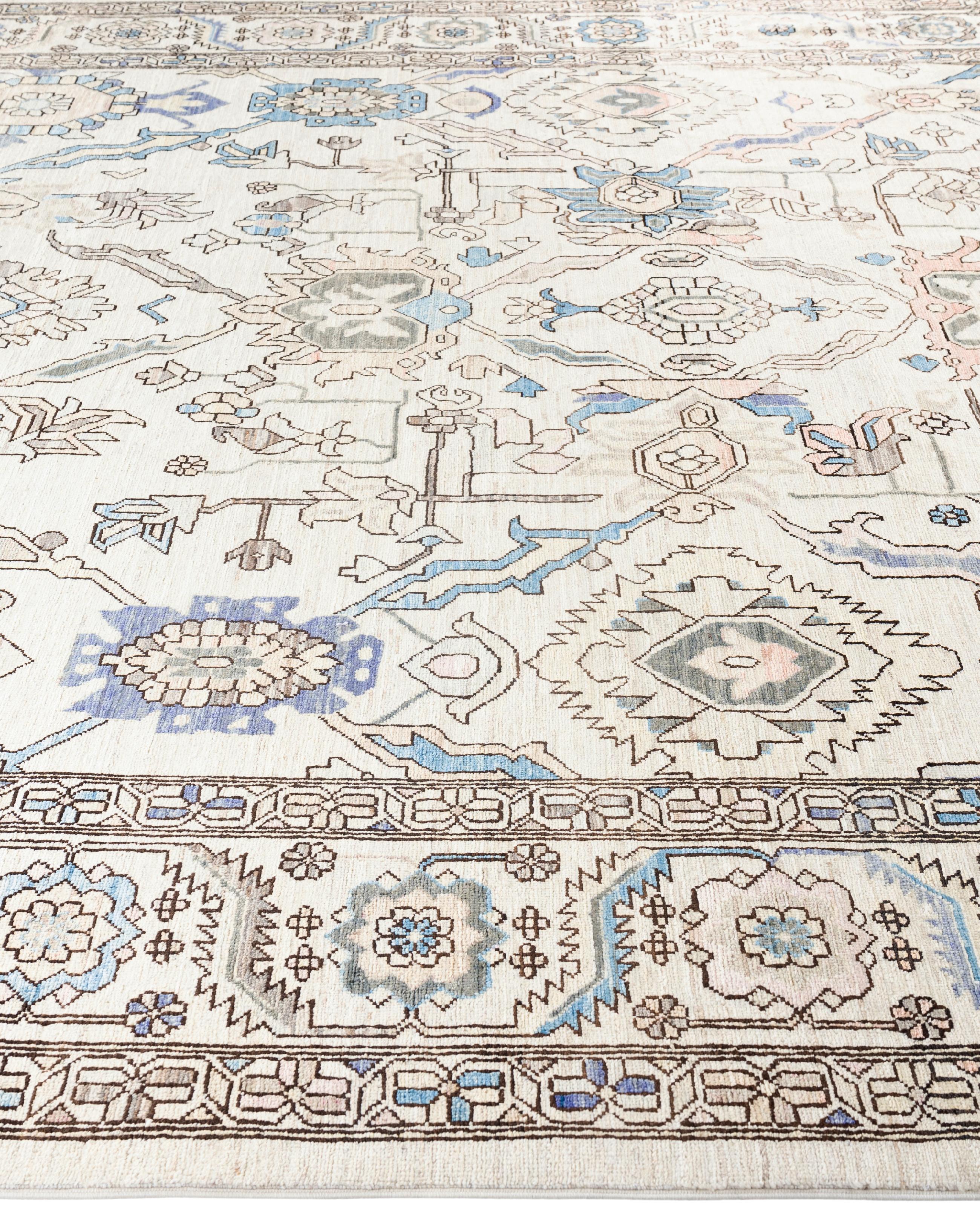 Hand-Knotted Serapi One-of-a-Kind Wool Ivory Area Rug 8' 11