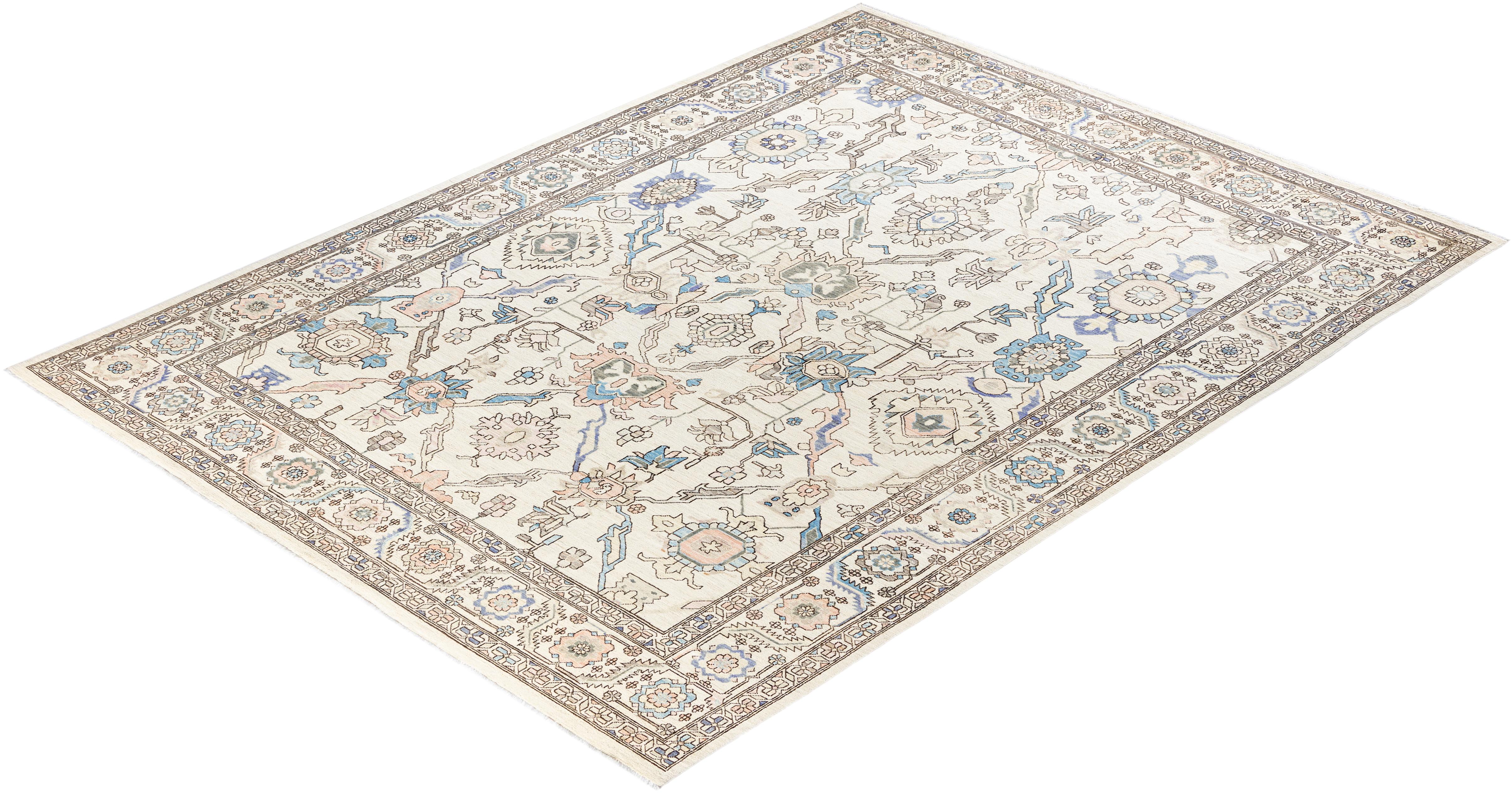 Serapi One-of-a-Kind Wool Ivory Area Rug 8' 11