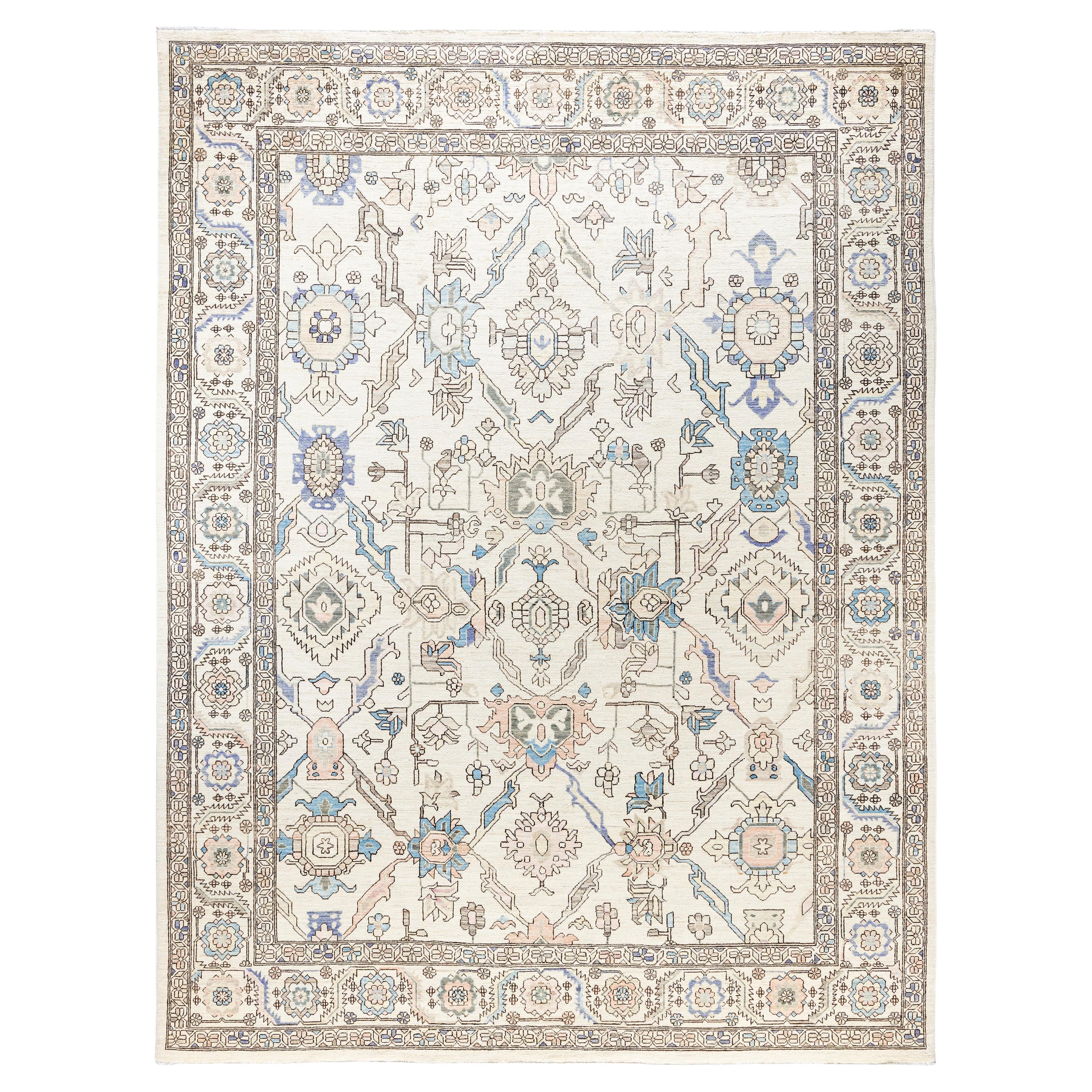 Serapi One-of-a-Kind Wool Ivory Area Rug 8' 11" x 11' 11"