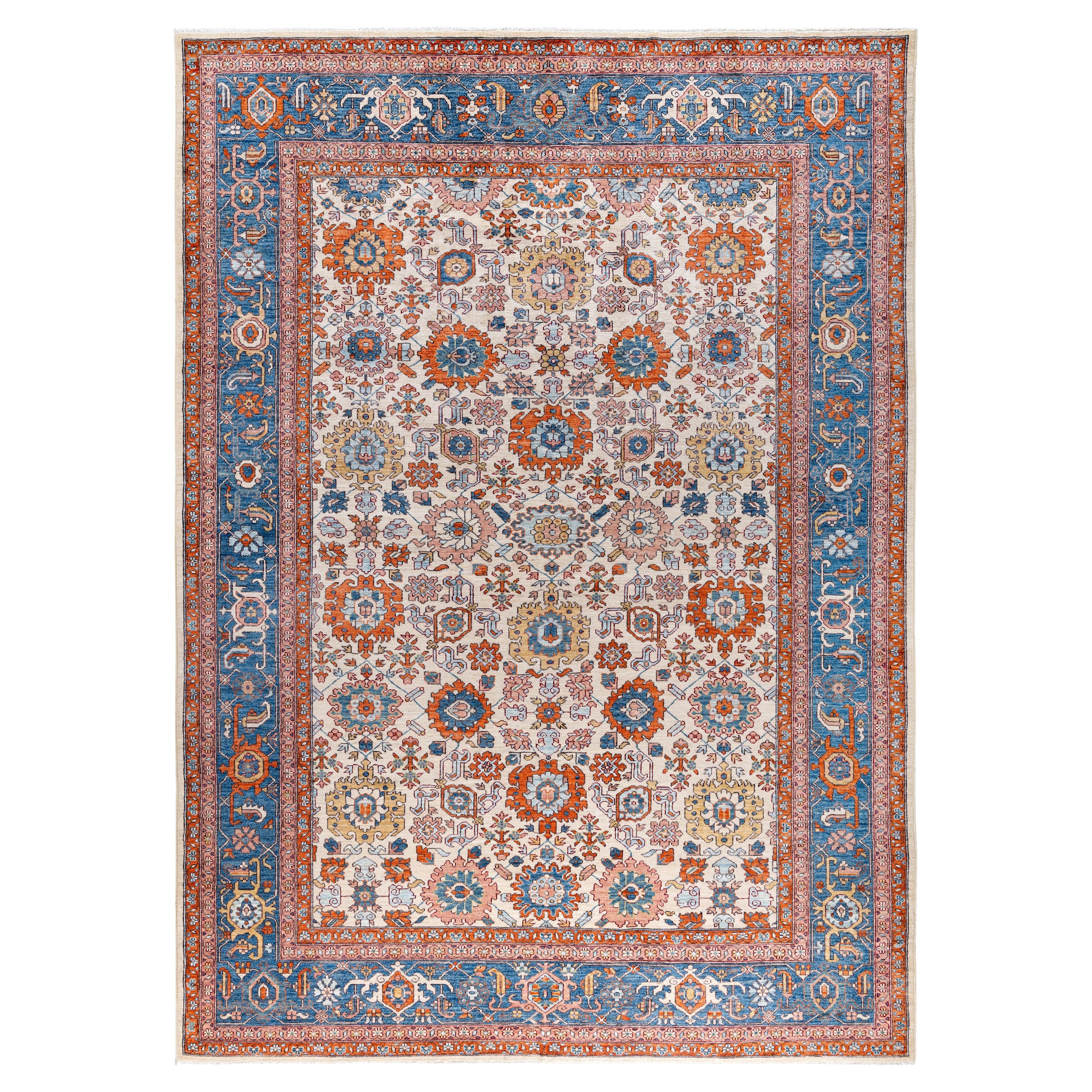Serapi Tapis unique en laine ivoire 8' 9" x 12' 1"