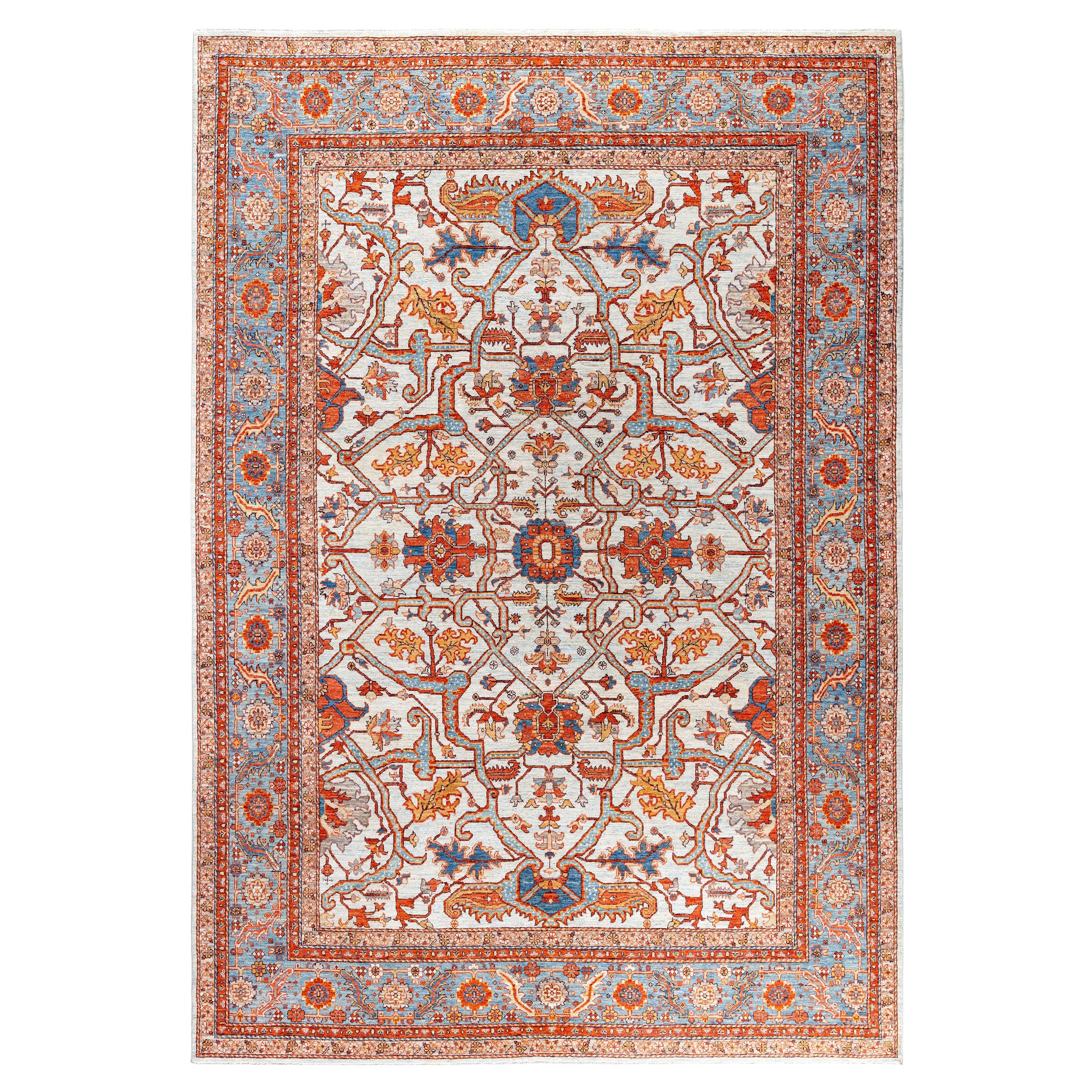 Tappeto Serapi in lana avorio unico nel suo genere 8' 9" x 12' 2"