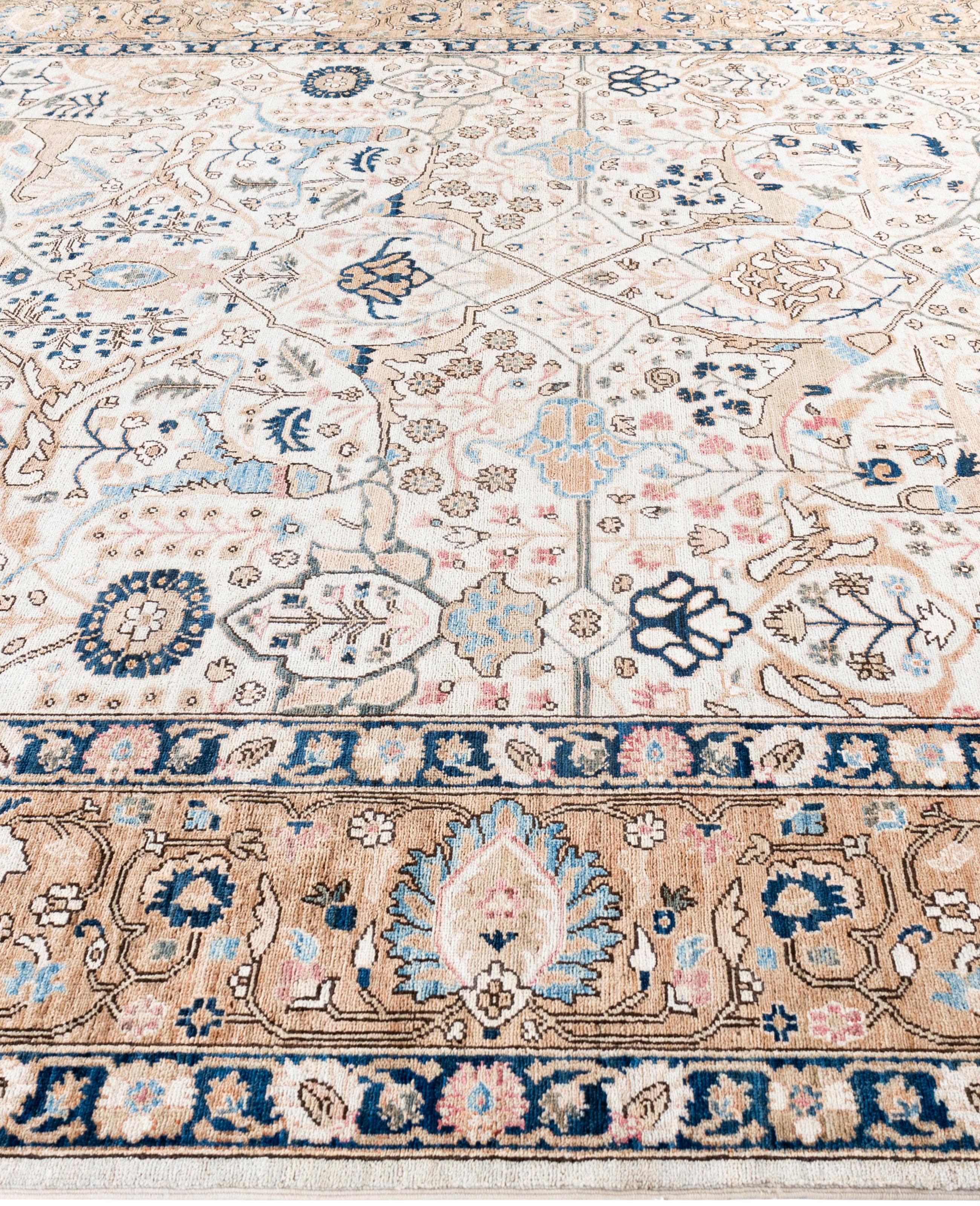 Hand-Knotted Serapi One-of-a-Kind Wool Ivory Area Rug 9' 0