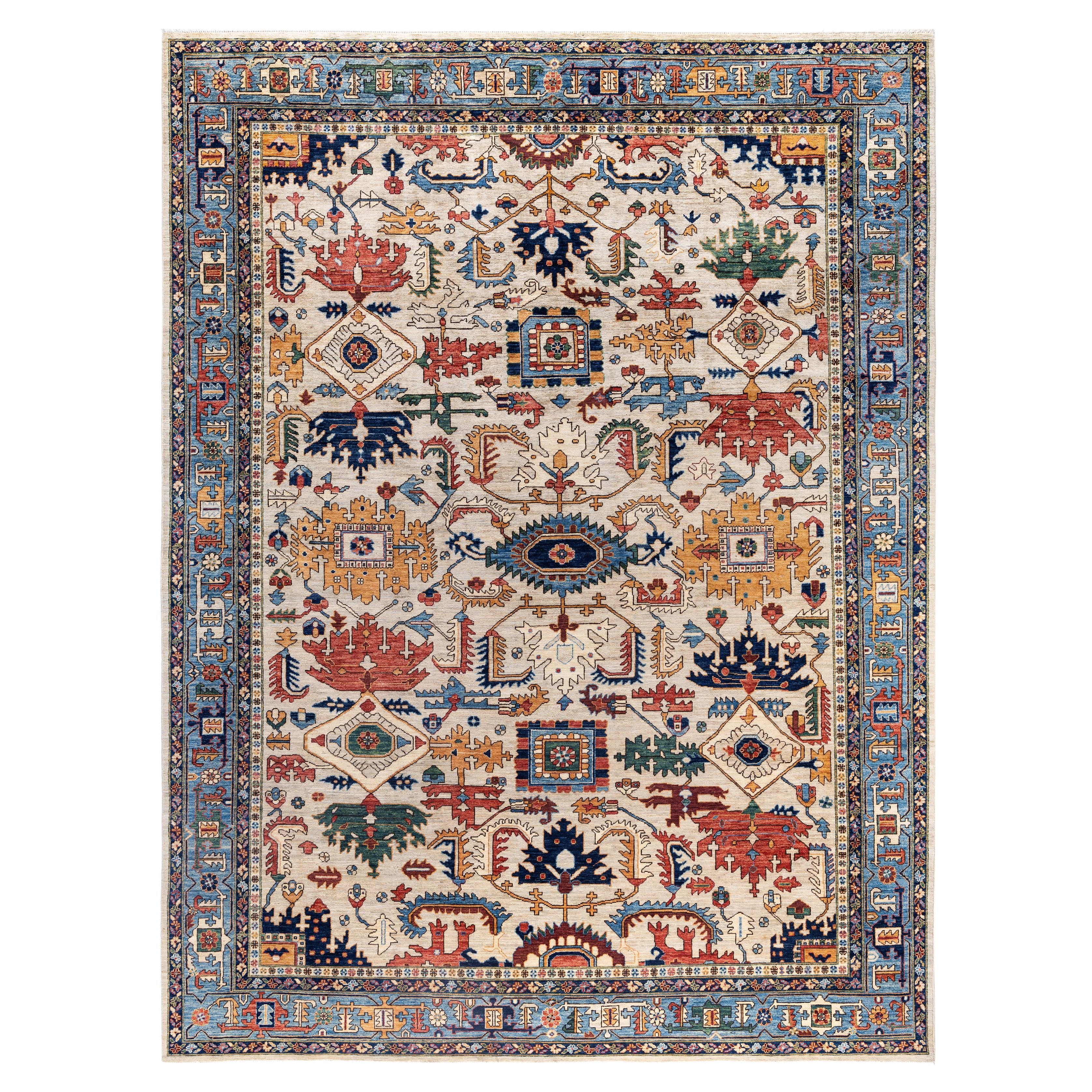 Serapi Tapis unique en laine ivoire 9' 1" x 12' 1"
