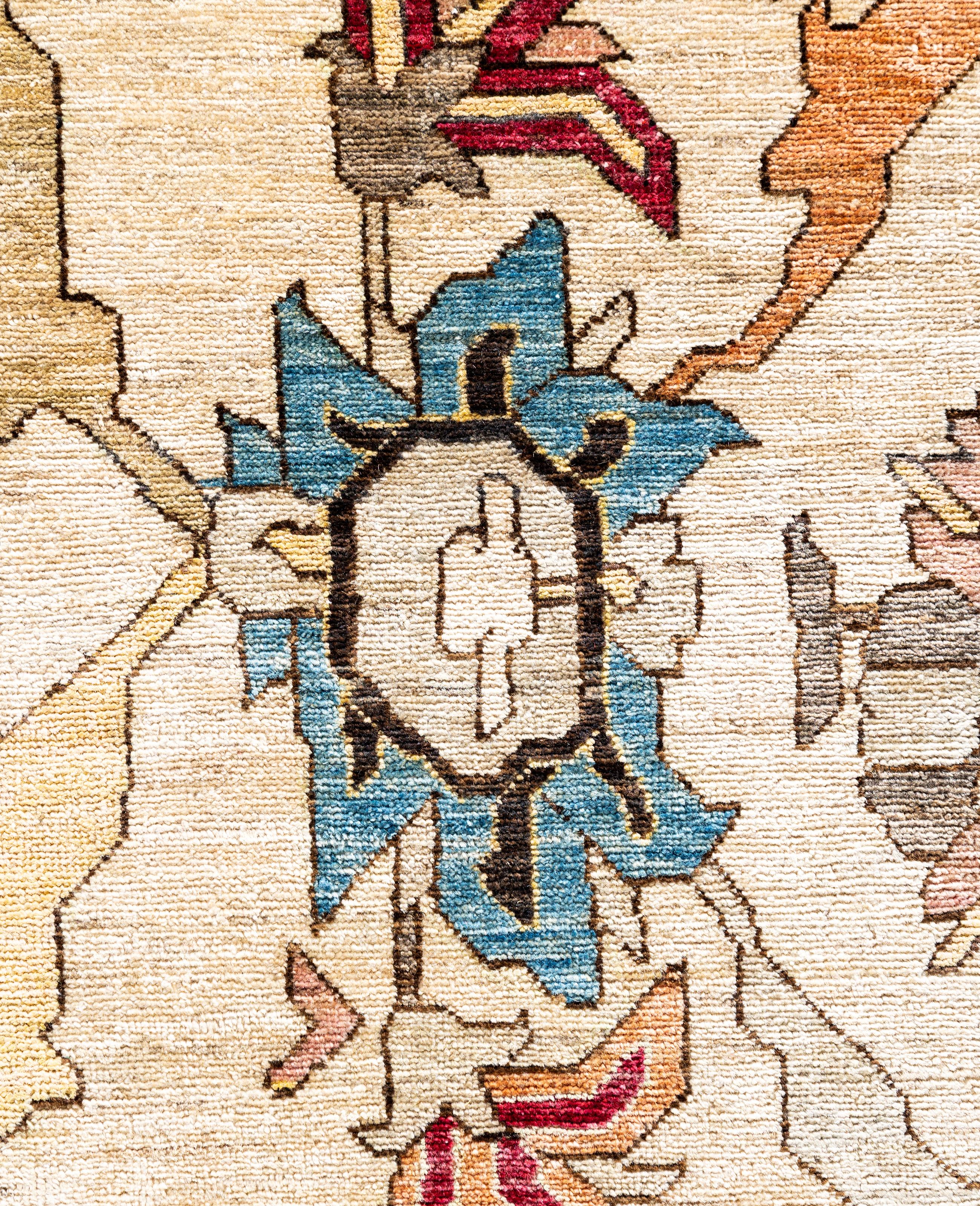 Pakistani Serapi One-of-a-Kind Wool Ivory Area Rug 9' 11
