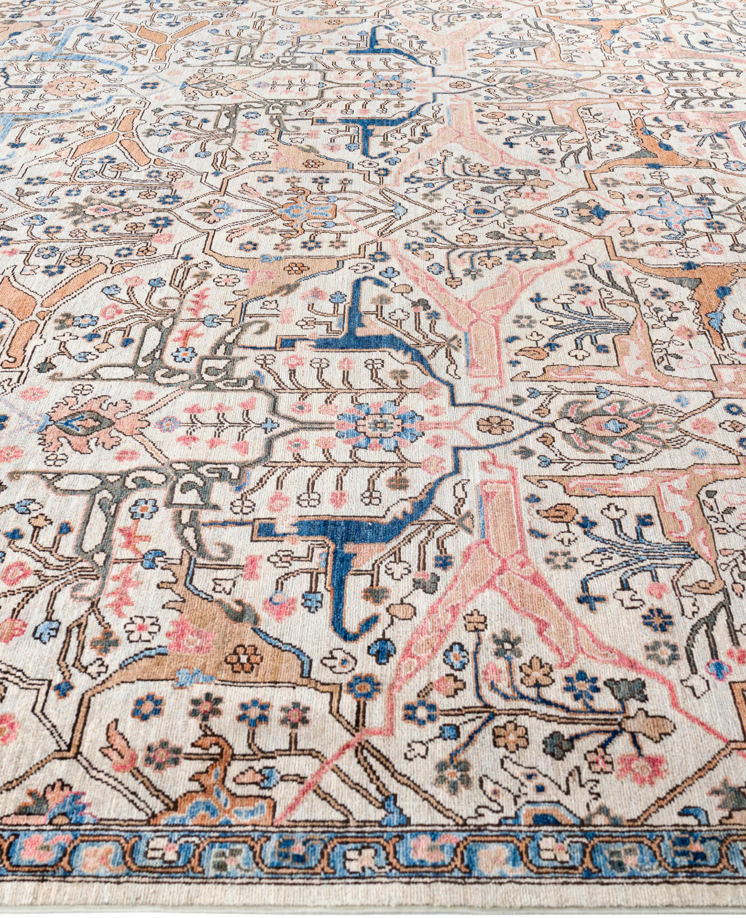 Hand-Knotted Serapi One-of-a-Kind Wool Ivory Area Rug 9' 2
