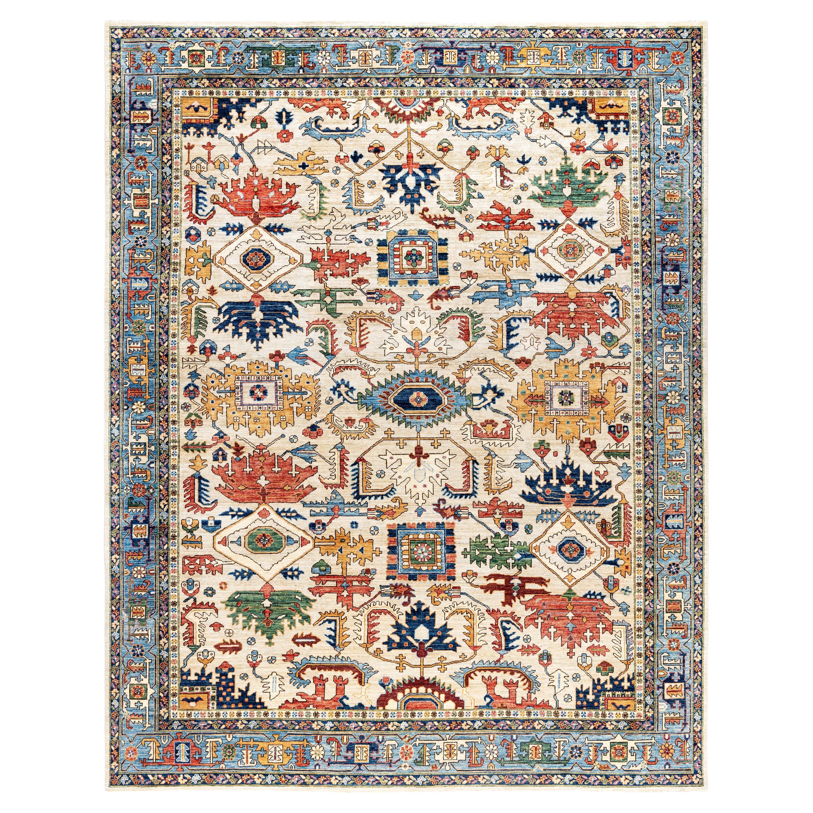 Serapi One-of-a-Kind Wool Ivory Area Rug 9' 2" x 11' 9"