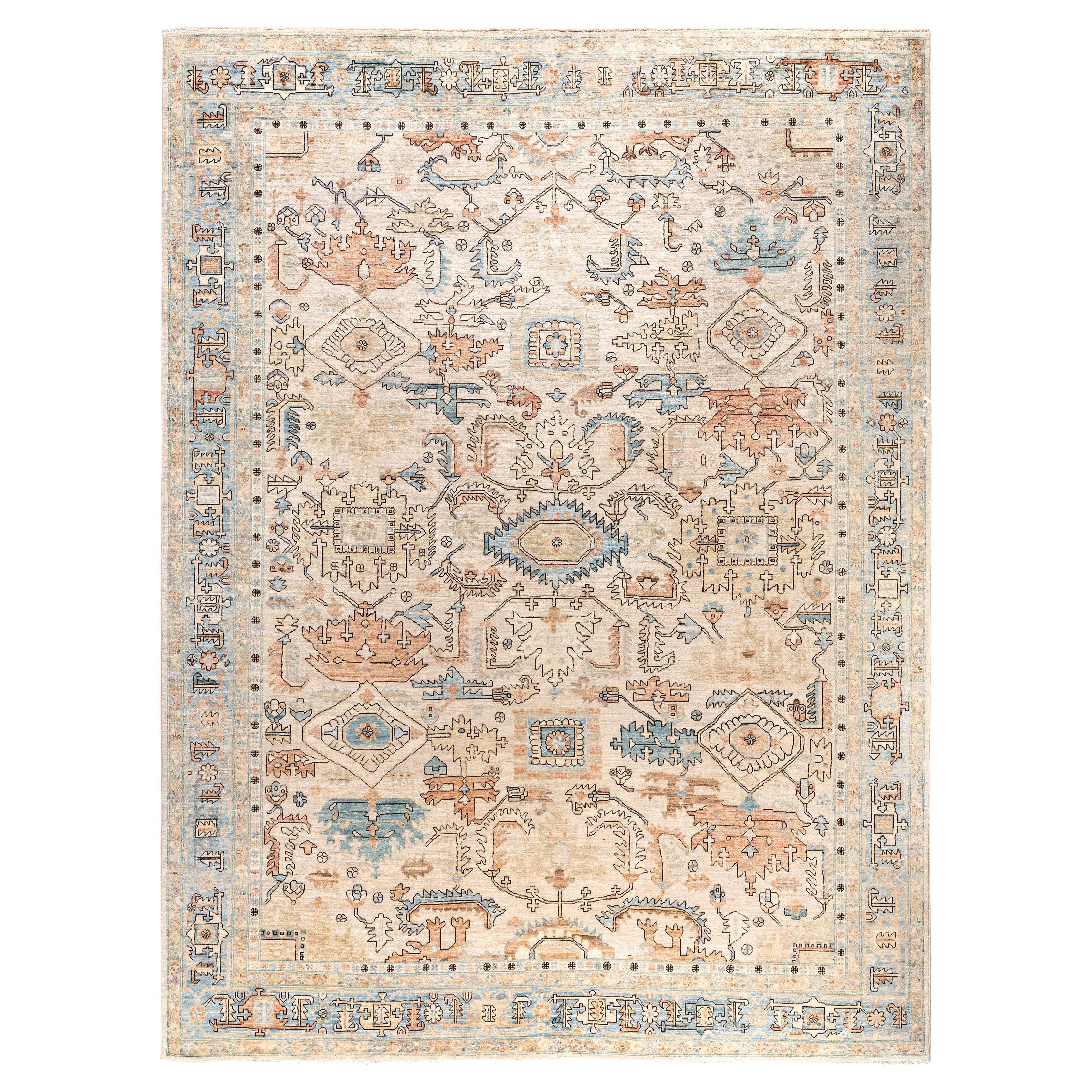 Serapi Tapis unique en laine ivoire 9' 2" x 12' 2"