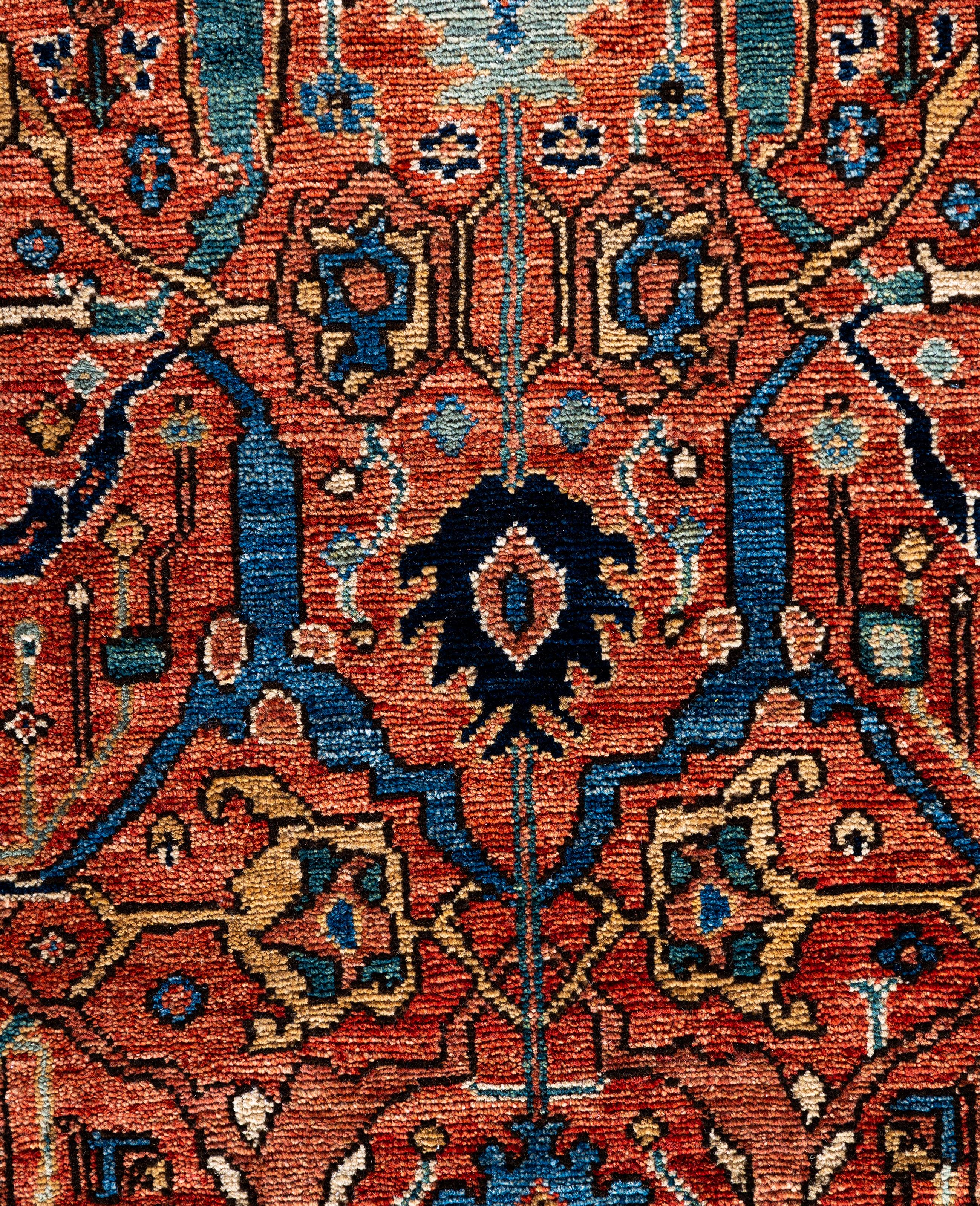 Pakistani Serapi One-of-a-Kind Wool Orange Area Rug 10' 0