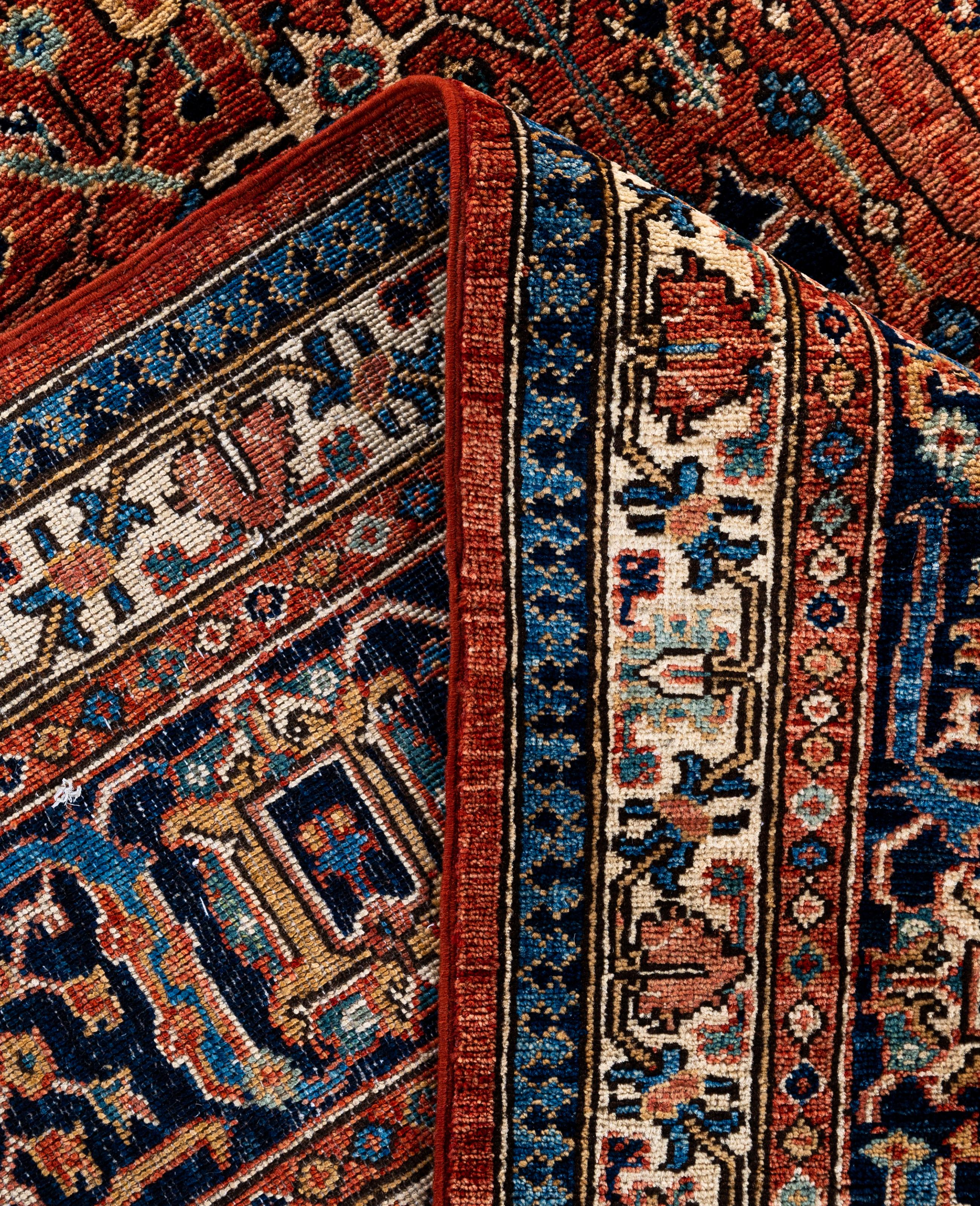 Contemporary Serapi One-of-a-Kind Wool Orange Area Rug 10' 0